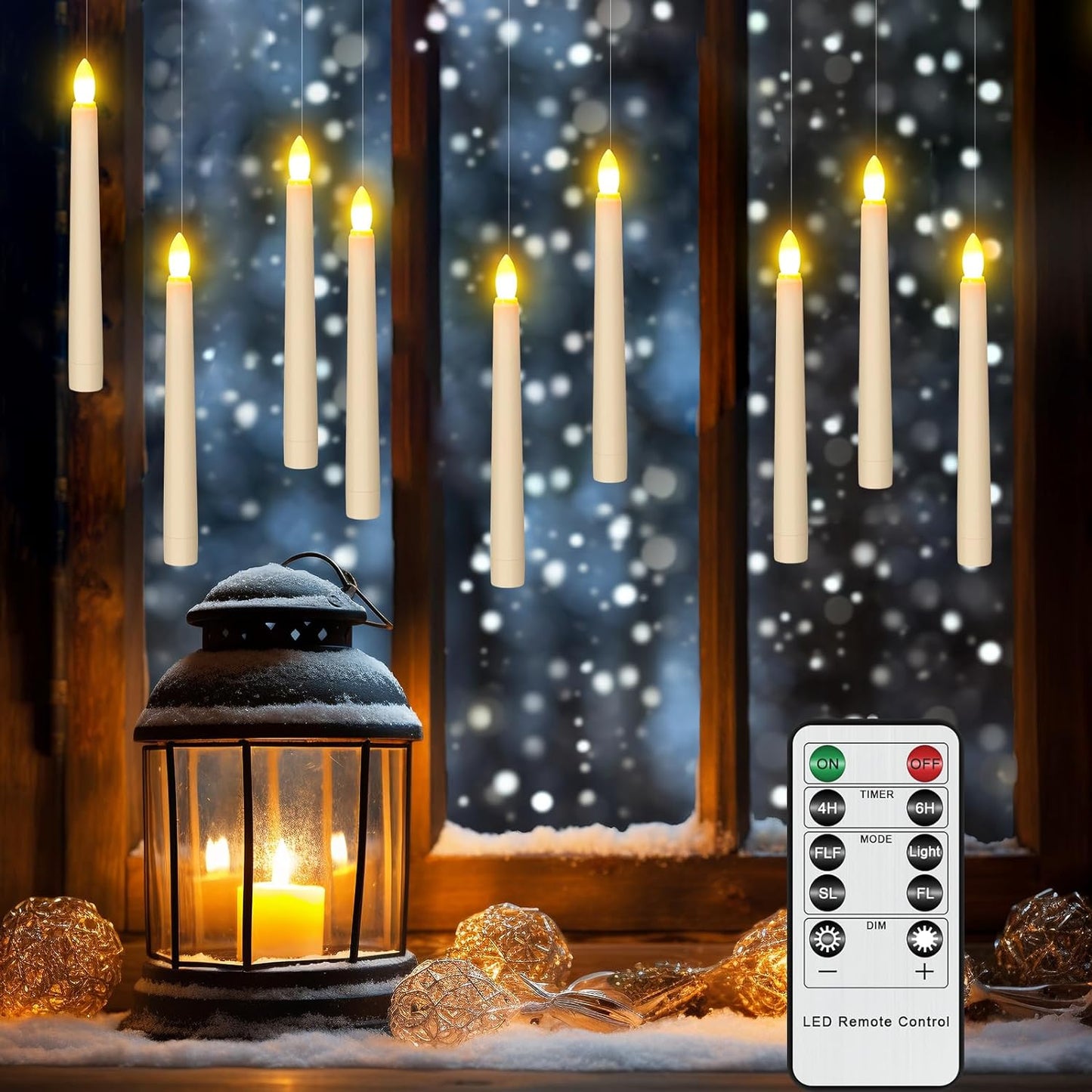 - Candele LED per Finestre, 6 Pezzi Candela Da Tavolo Senza Fiamma a Batteria Con Timer Remoto per Casa, Cena, Matrimonio, Vacanza, Decorazione - Bianco Caldo