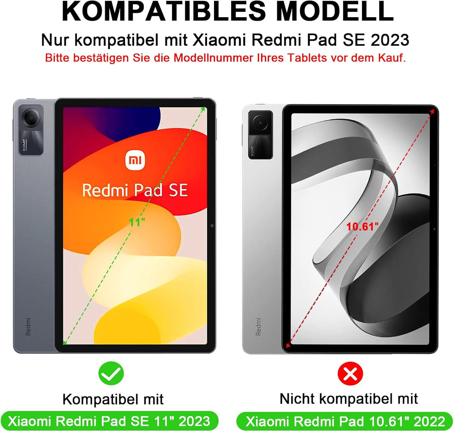 per Xiaomi Redmi Pad SE 11" 2023 Custodia Con Tastiera, Tastiera Rimovibile Con Layout QWERTZ Con Custodia per Xiaomi Redmi Pad SE 2023 11 Pollici, Nero
