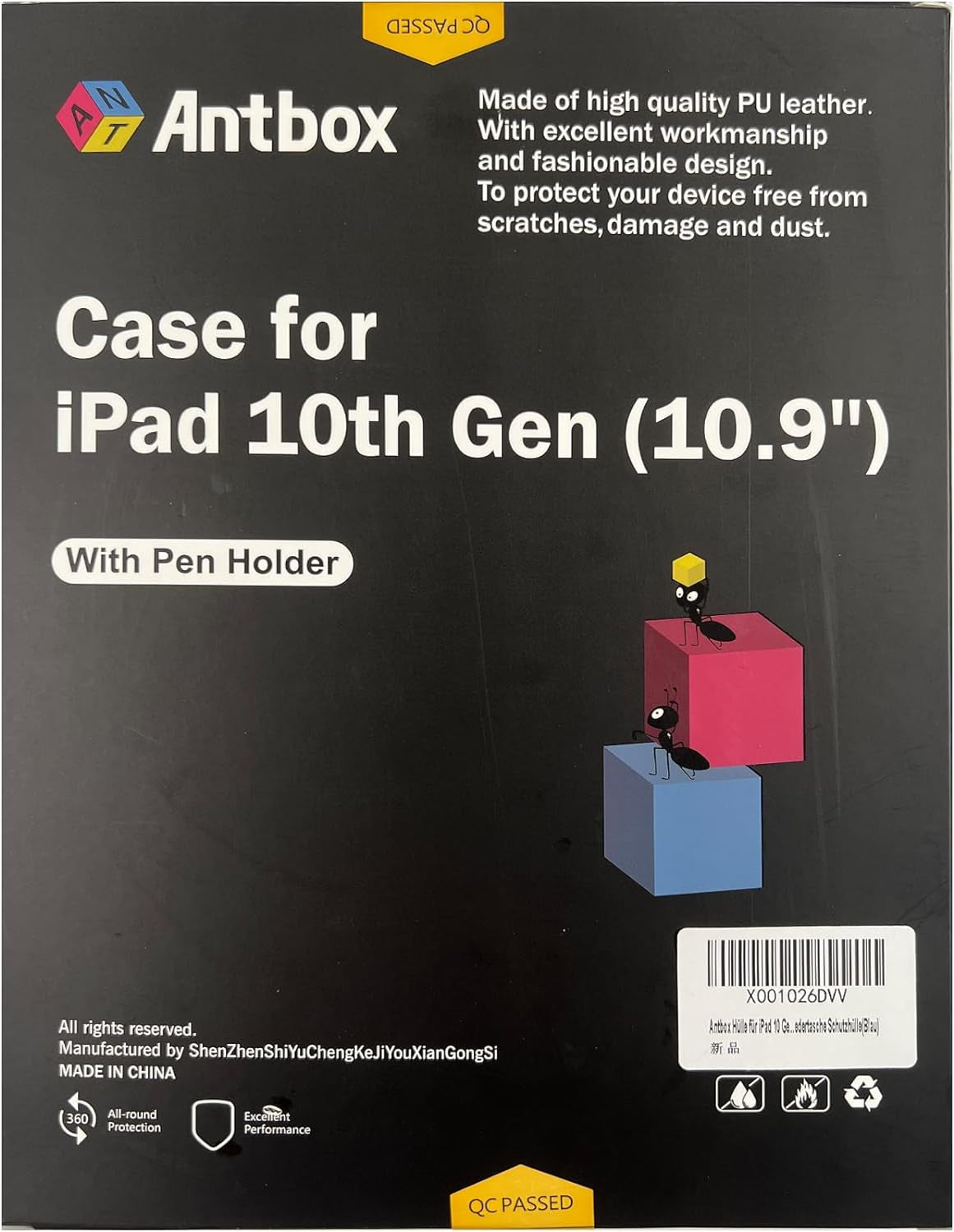 Custodia per Ipad 10ª Generazione 10,9 Pollici 2022 in Pelle PU Con Portapenne, Angolo Di Supporto Regolabile, Funzione Di Auto Sveglia/Sonno (Blu)