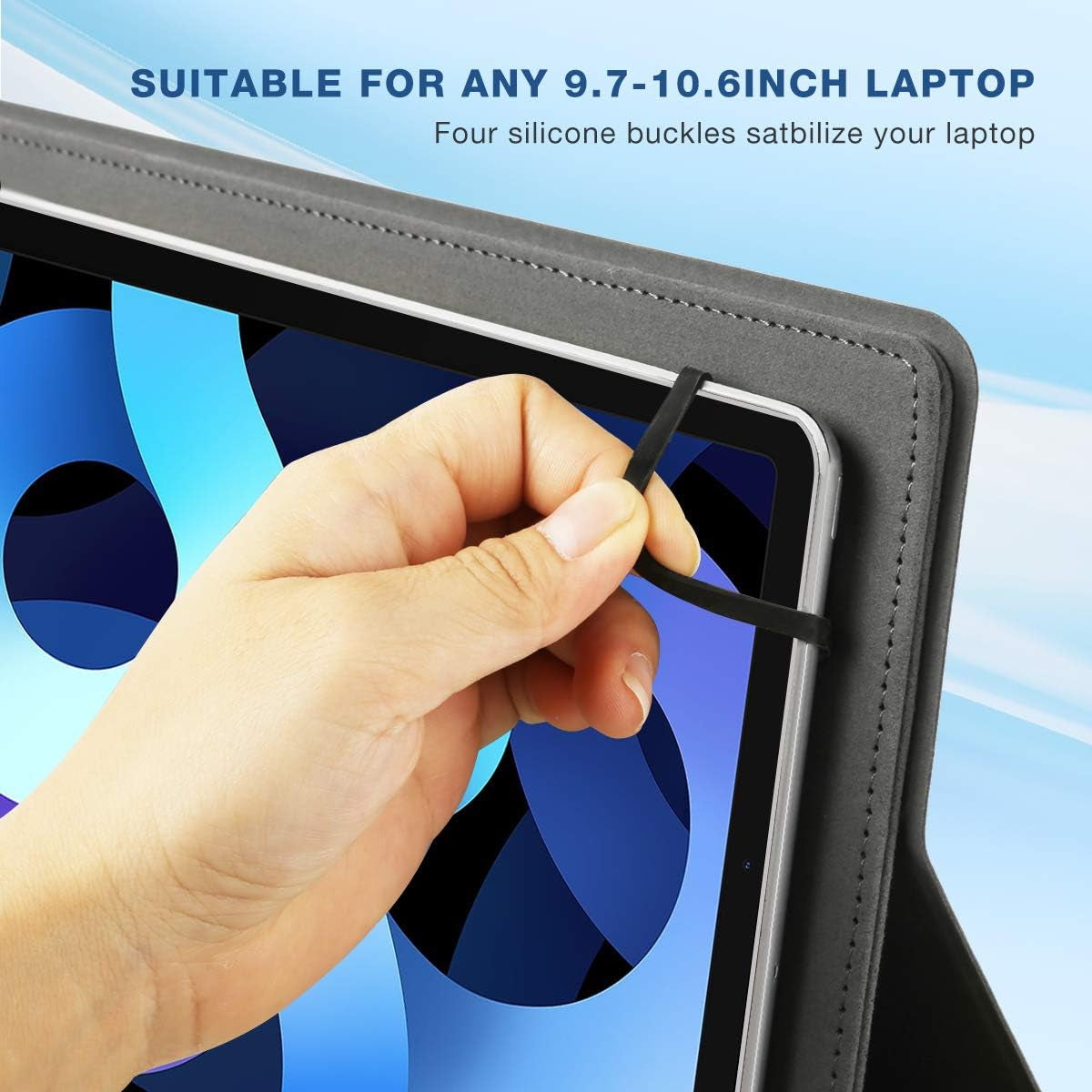 Custodia Con Tastiera Bluetooth Wireless 3.0 QWERTY Spagnolo Con Touchpad - PU Protettiva per 9.0"-10.6" Qualsiasi Ios/Windows/Android Tablet Retroilluminato