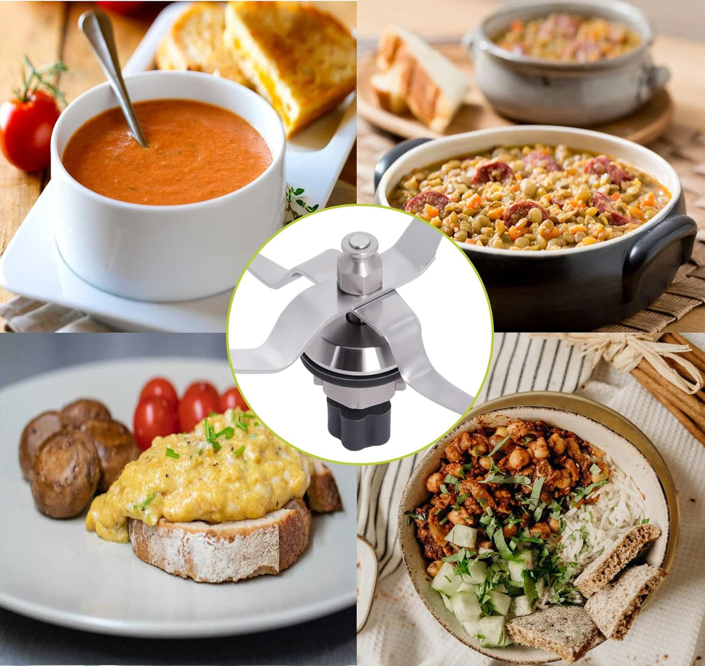 Lama Di Ricambio in Acciaio Inox Compatibile Con Silvercrest Monsieur Cuisine Connect Robot Da Cucina Con Guarnizione E Spazzola per Pulizia