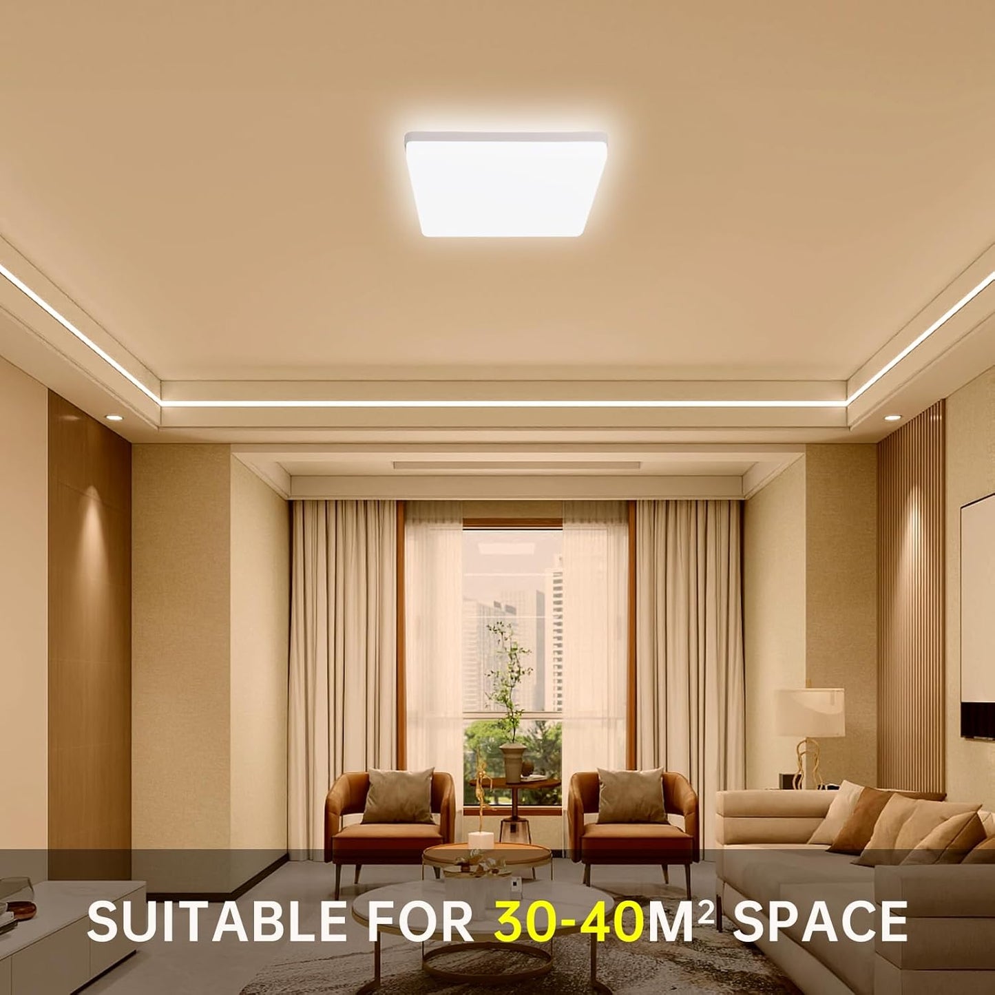 48W Plafoniera LED Quadrata - Lampada Da Soffitto Luce 3000K - Plafoniera Soffitto Bianco Caldo 4320LM - Plafoniera Led Soffitto 30Cm - Moderno Plafoniera Bagno IP44 Cucina Soggiorno Corridoio