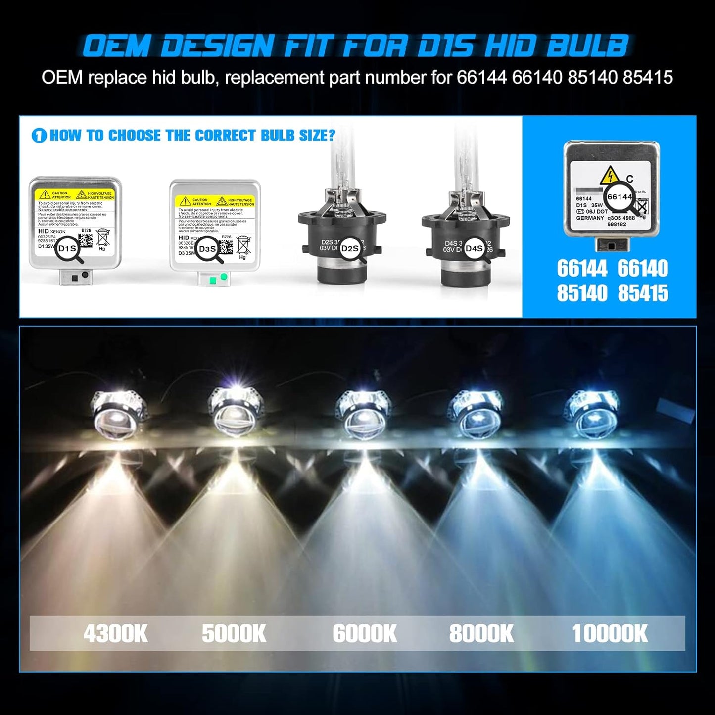D1S HID Lampadina, Auto Lampada Di Ricambio 12V 35W 10000K, 2 Lampadina