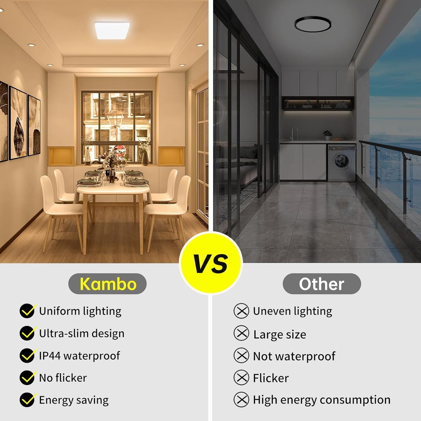 48W Plafoniera LED Quadrata - Lampada Da Soffitto Luce 3000K - Plafoniera Soffitto Bianco Caldo 4320LM - Plafoniera Led Soffitto 30Cm - Moderno Plafoniera Bagno IP44 Cucina Soggiorno Corridoio