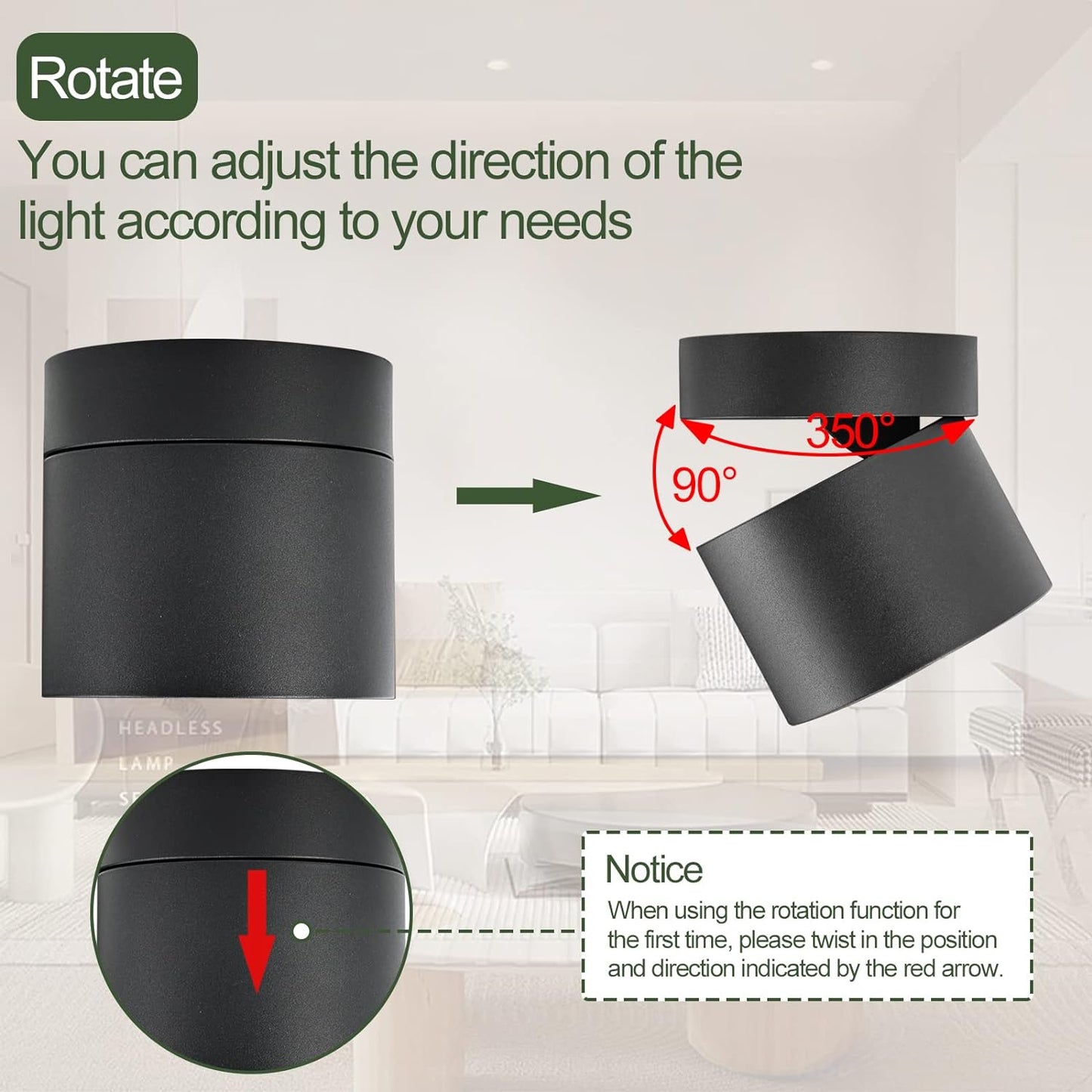 Faretto Da Soffitto a LED Orientabili Ø84*80Mm Con Modulo LED Intercambiabile 6W GX53 Lampadina LED Spot Light Nero Faretti Da Soffitto Luce Calda Bianca 3000K 550LM Apparecchio a Plafone