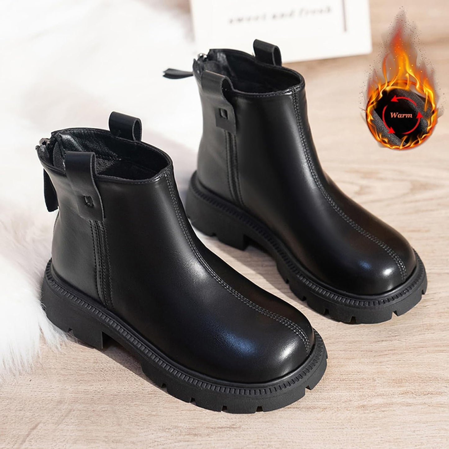 Fudaolee Stivali Stivali Invernali per Bambini Scarpe Invernali Calde per Ragazze Stivali da Neve Stivaletti per Ragazzi Scarpe da Neve Stivali Slip-On Corti Impermeabili Etichetta 27 = EU 26, Nero