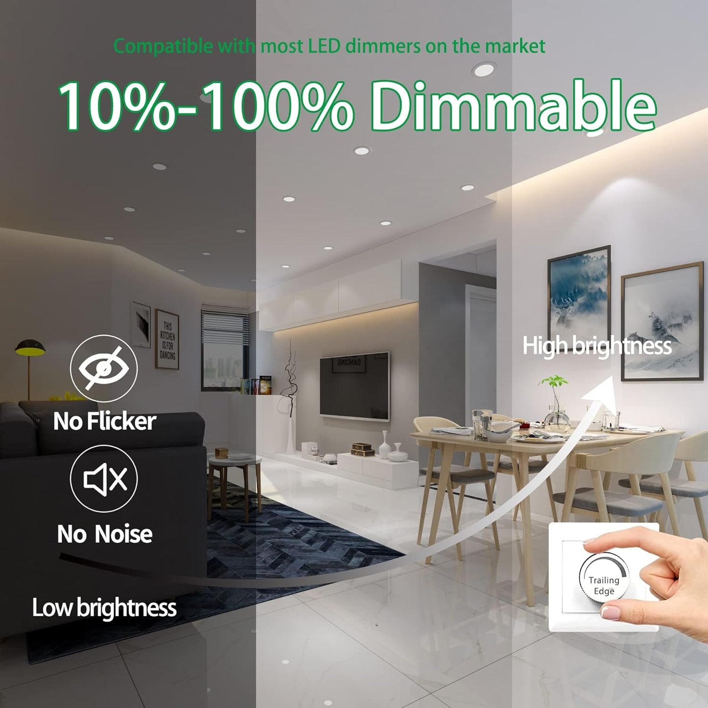 Faretti Da Incasso per Cartongesso 5W Dimmerabili 3000K Bianco Caldo 460LM Faretti LED Interno Ultrasottil 230V Orientabili a 45°Diametro Foro 68 Mm Faretto Da Bagno Rotondo Bianco, Set Da 6