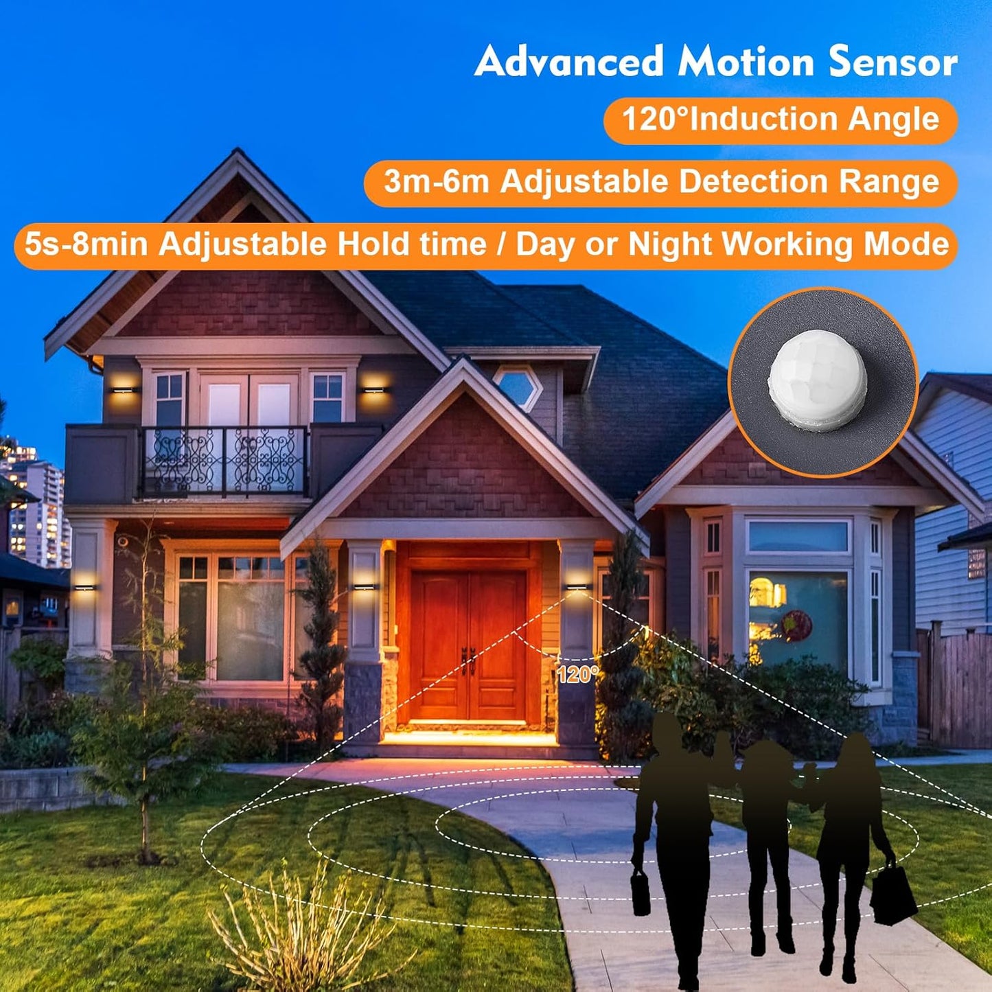 Applique Da Parete Da Esterno Con Sensore Di Movimento, Moderna 11 W Lampada Da Esterno a LED, IP65 Lampada Da Esterno 3000 K up down Illuminazione Da Parete Esterna in Alluminio, Antracite