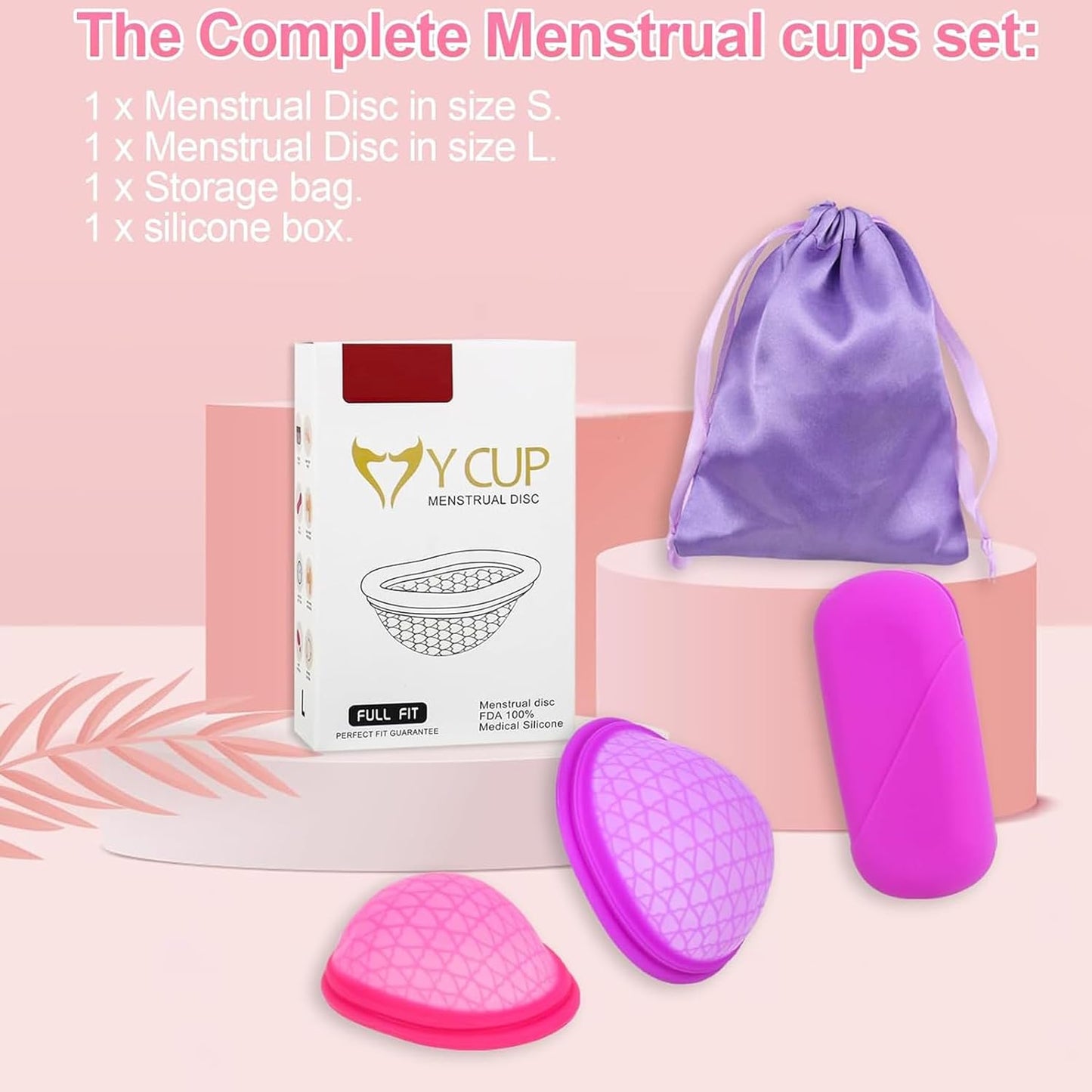β Disco Mestruale Taglie (S & L) Extra-Sottile Con Design Flat-Fit Menstrual Cup, Morbido Mestruale Coppetta,100% Silicone Di Grado Medico Lavabile Coppette Riutilizzabile Mestruale Disc
