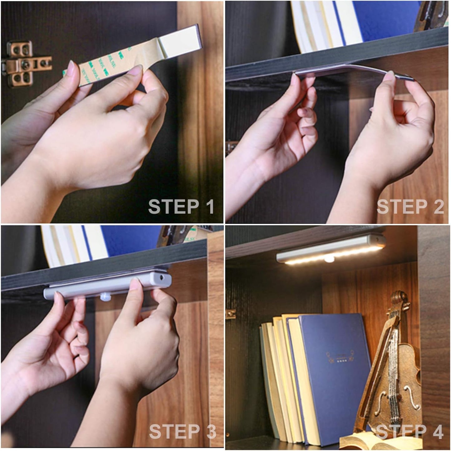 Luce Con Telecomando Senza Fili 3 PACK Luci Led a Batteria Con Telecomando, Luci Da Notte Portatili Con Nastro Adesivo Magnetico Da Fissare Ovunque/Luminosità Regolabile/Timer per Spegnimento