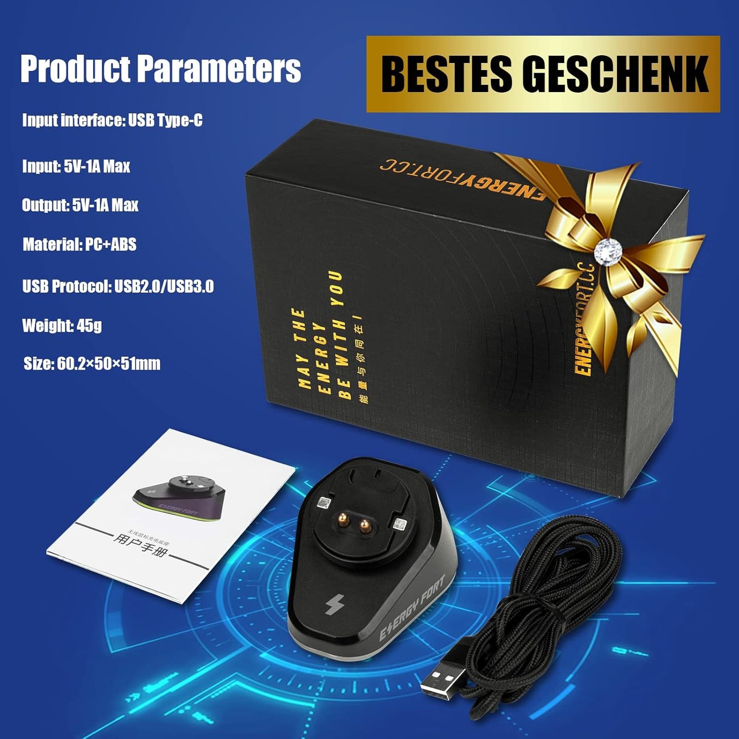 Di Ricarica per Razer E Logitech Mouse Wireless, Adatto per Razer Naga Pro/Deathadder V2 Pro/Viper Ultimate, per Logitech G Pro/G502 X PLUS/G903 Lightspeed, Magnetico Mouse Dock -Nero/Rgb