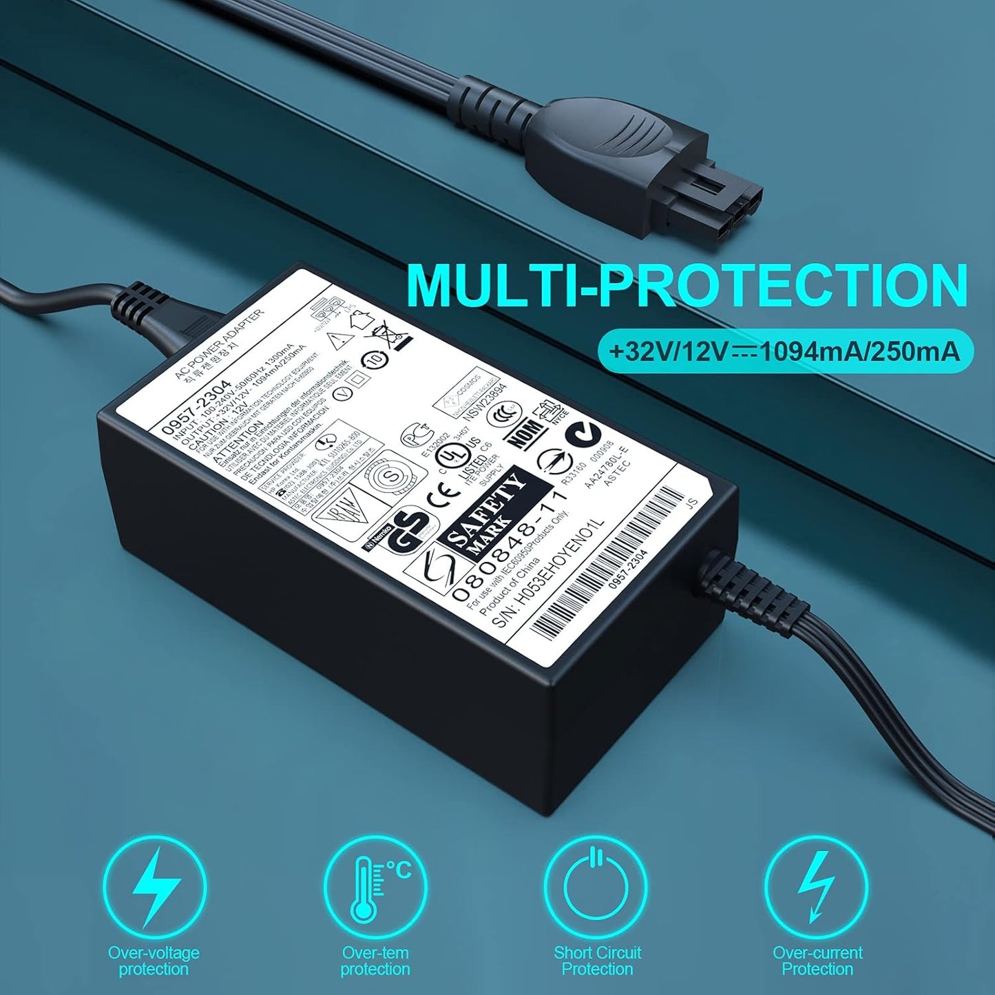 32V 1094Ma Alimentatore Di Rete per Stampante HP 0957-2304, 0957-2304 HP Photosmart 7510 7515 7520 7525 7550 7150 7350, Officejet 6100 6600 6700 Ecc.