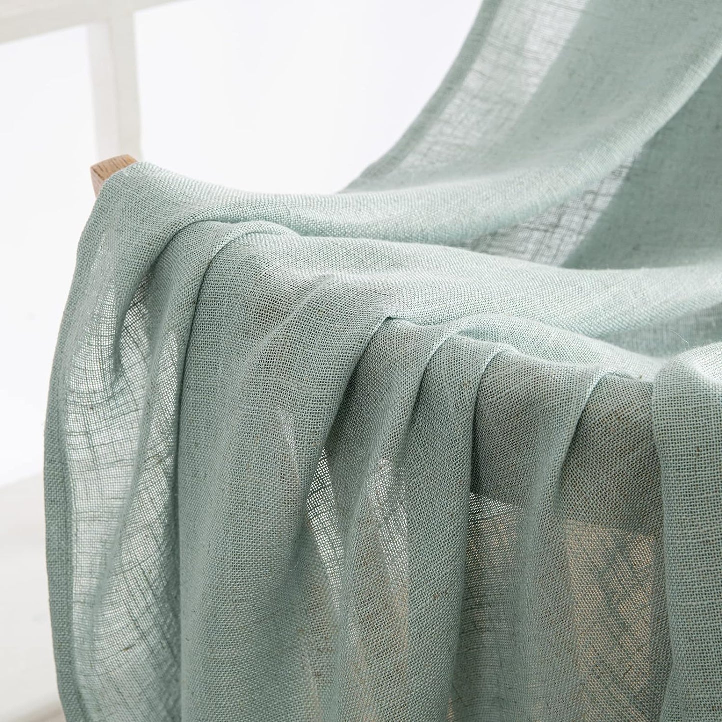 Lino Tende Finestre Tenda a Pannello Traslucido Tende Moderne a Vela Trasparente per Porte Balcone Adatte per Soggiorno Camera Da Letto 2 Pezzo Set Turchese 140X225 Cm