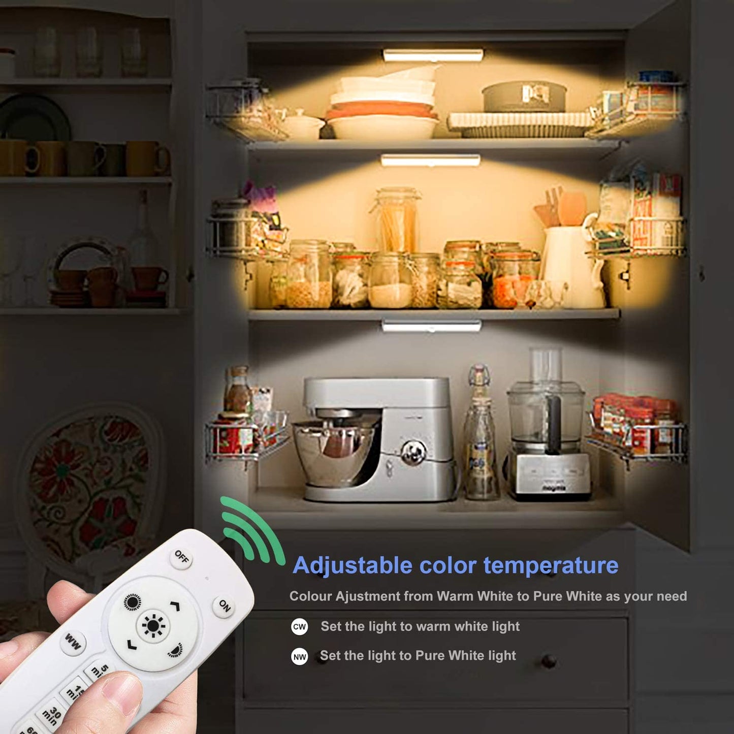 Luce Con Telecomando Senza Fili 3 PACK Luci Led a Batteria Con Telecomando, Luci Da Notte Portatili Con Nastro Adesivo Magnetico Da Fissare Ovunque/Luminosità Regolabile/Timer per Spegnimento