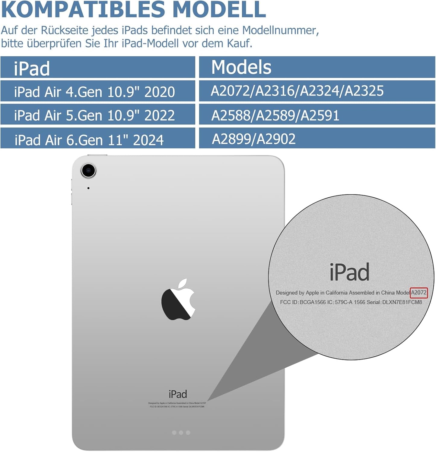 Custodia per Tastiera per Ipad Air 5 2022 / Ipad Air 4 2020 10,9 Pollici, Magnetica Rimovibile Con Layout Tedesco QWERTZ