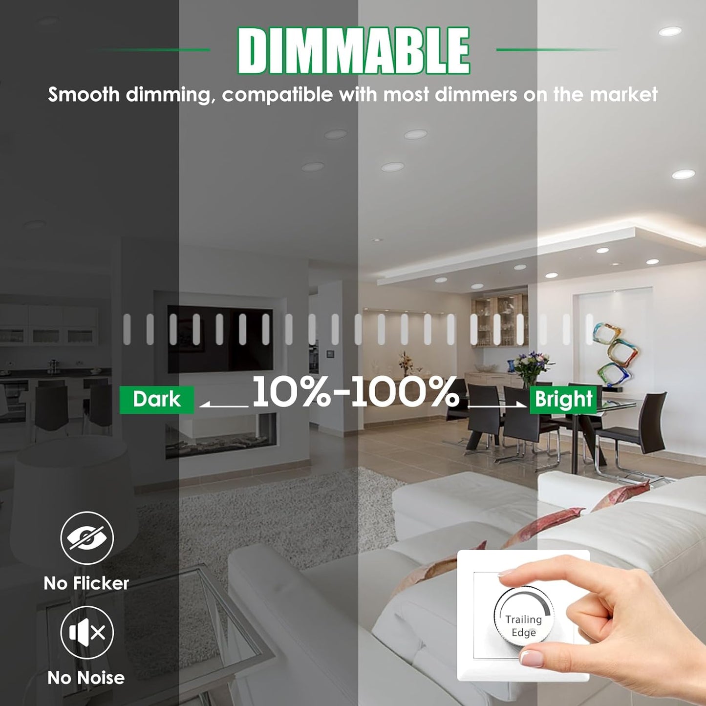 Faretti LED Da Incasso per Cartongesso Dimmerabili, Ultrasottili 7W IP44 3000K 4000K 6500K Faretti LED Soffitto, AC 220-240V, Diametro Foro Ø67-75Mm, Rotondo Nichel Spazzolato, Set Di 6