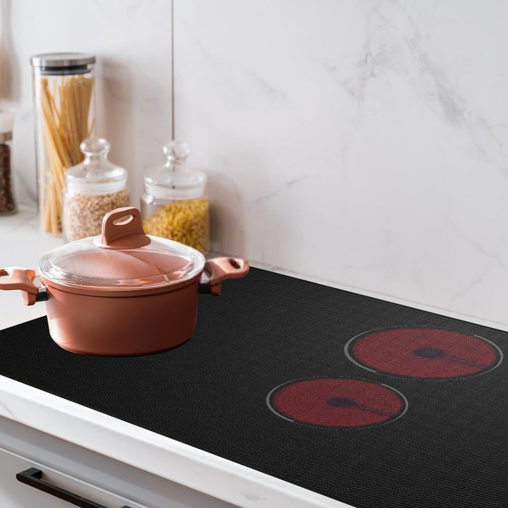 Copertura per Piano Cottura, 53 X 75 Cm, Ignifuga E Impermeabile, Copertura per Piani Cottura in Ceramica, Copertura per Fornelli Elettrici, Piastra in Vetro, Copertura per Fornelli – Nero