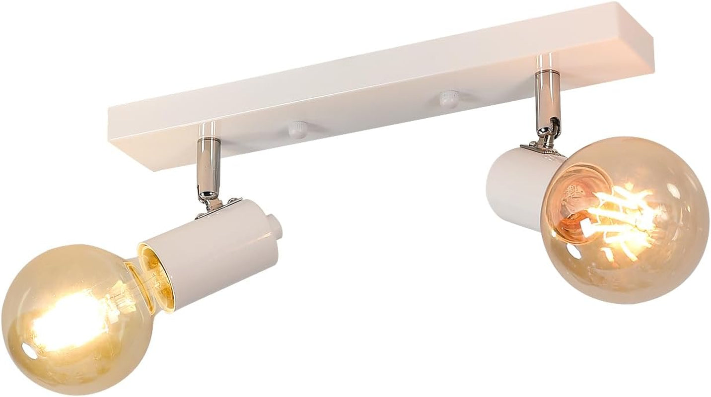 Faretti LED Da Soffitto Orientabili, Nero Lampada Da Soffitto E27, Plafoniera LED Interno E27 Con 2 Faretti per Salotto, Corridoi, Ingressi O Scale, Max 60W