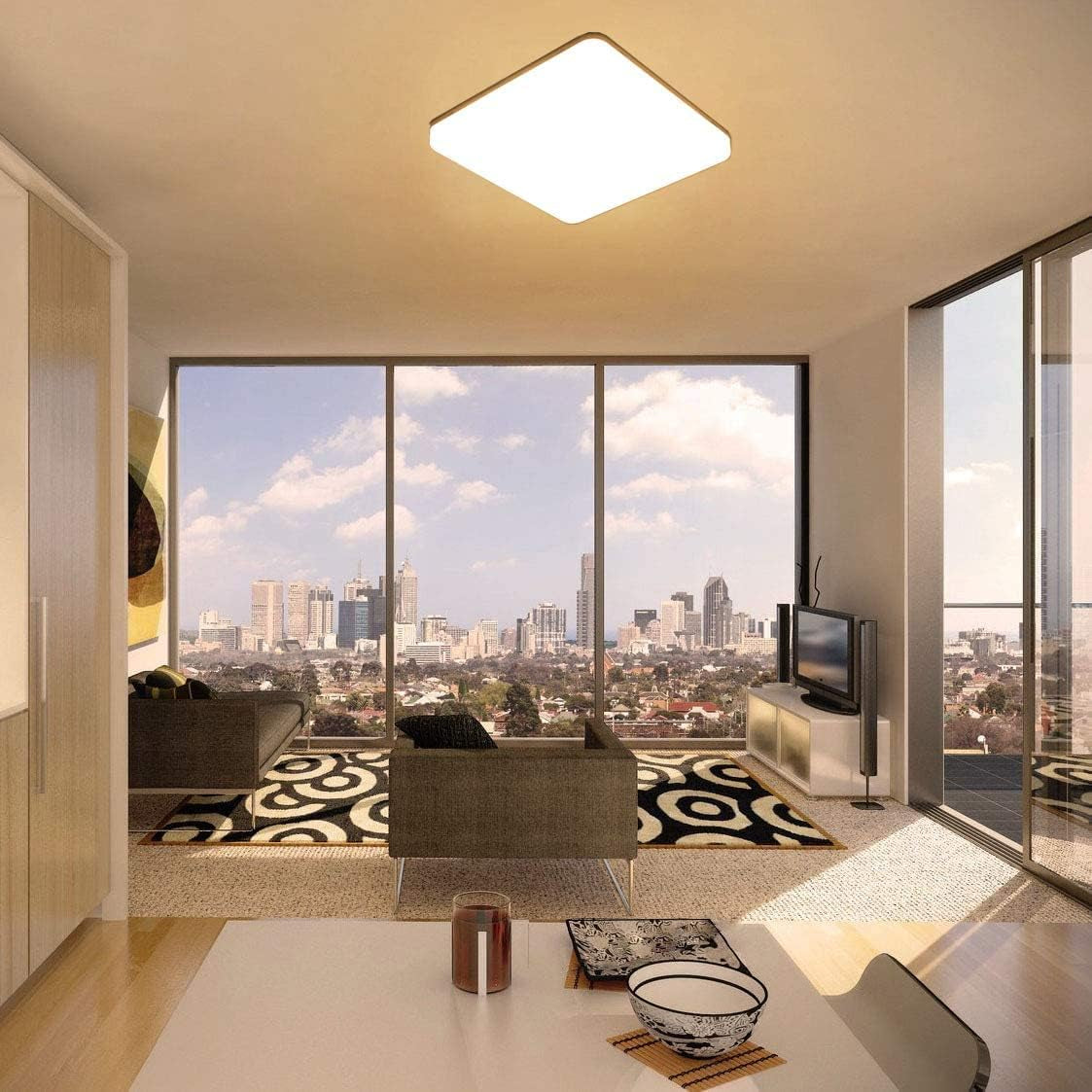48W Plafoniera LED Quadrata - Lampada Da Soffitto Luce 3000K - Plafoniera Soffitto Bianco Caldo 4320LM - Plafoniera Led Soffitto 30Cm - Moderno Plafoniera Bagno IP44 Cucina Soggiorno Corridoio