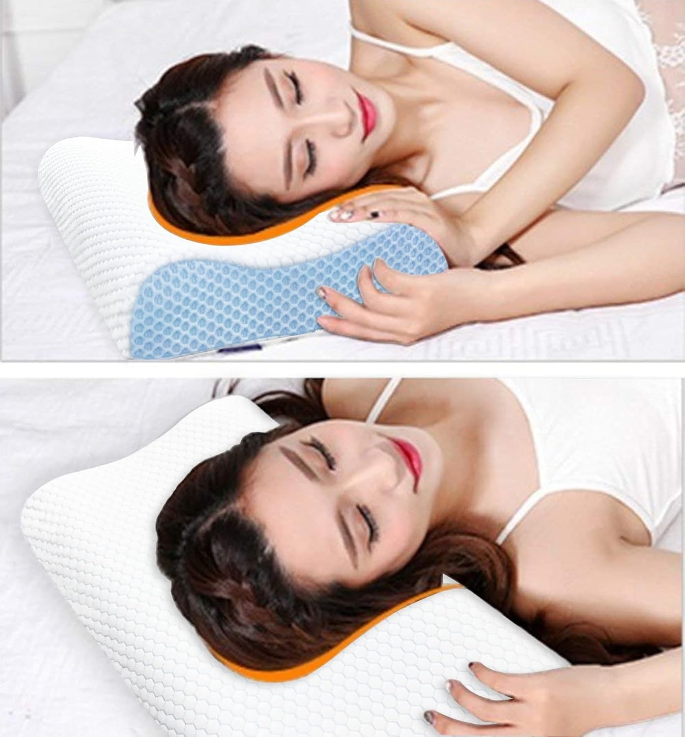 2025 Memory Foam Cuscino Cervicale per Dormire,Cuscino Ergonomico Di Sostegno Al Collo per Chi Dorme Sul Fianco E Sulla Schiena Federa Bamboo Lavabile