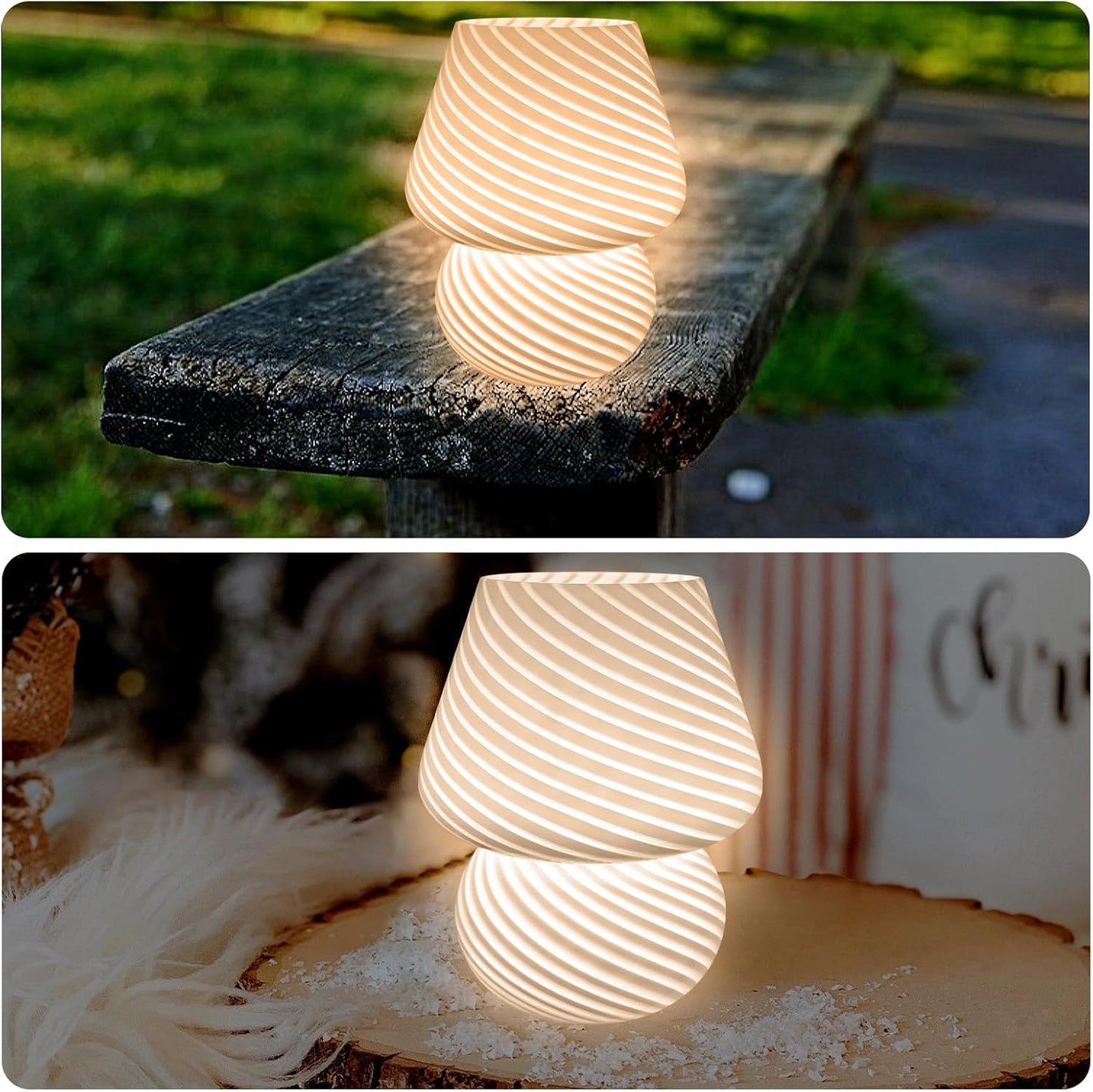 Lampada Da Tavolo a Fungo, Lampada Da Scrivania a LED in Vetro, Luce D'Atmosfera a Fungo Con Temporizzazione USB 3 Colori Con Telecomando per Soggiorno Camera Da Letto Ufficio