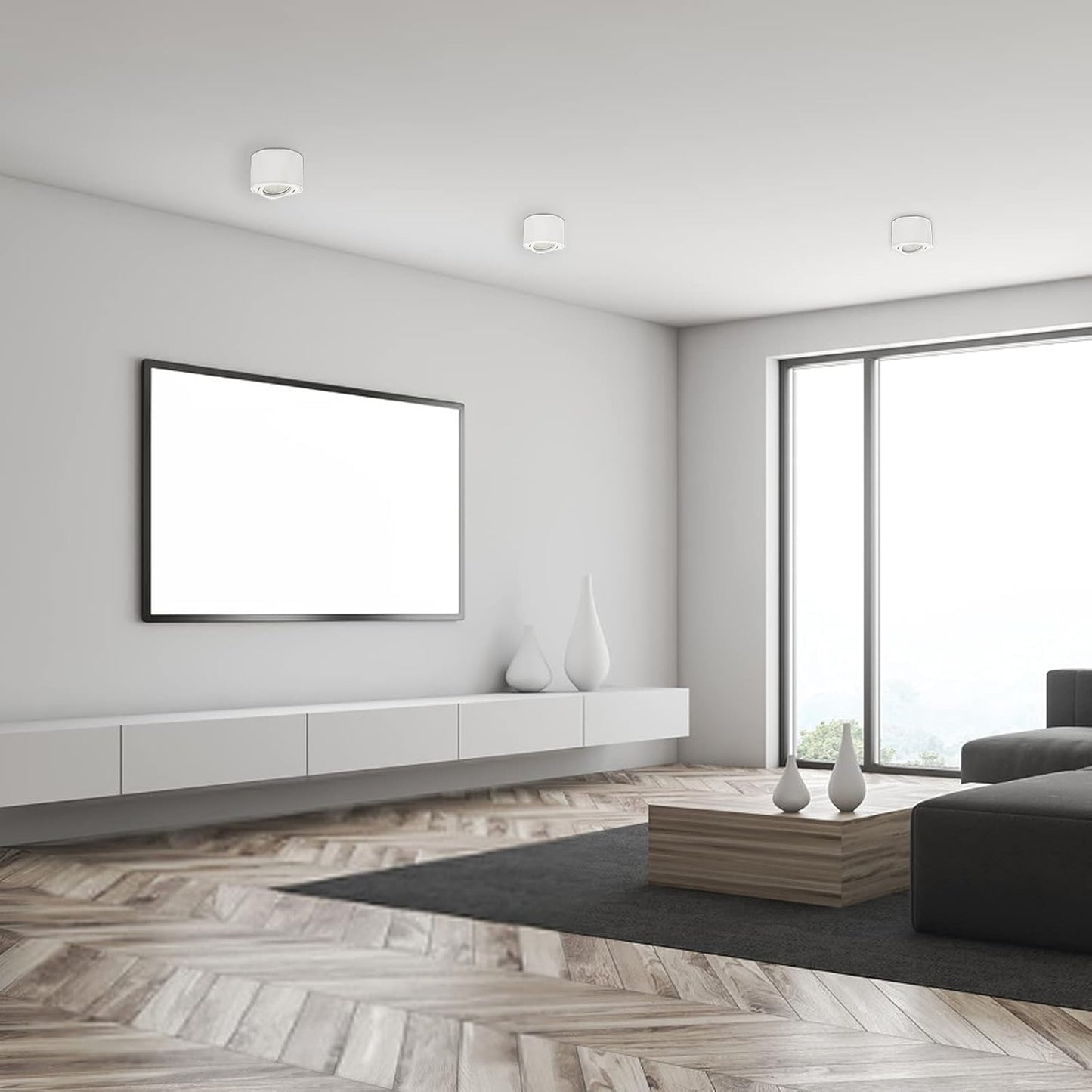 Faretti LED Soffitto Bianco, Orientabile, Ø80X50Mm, Telaio in Alluminio, Plafoniera Con Modulo LED Da 5W 230V, Rotondo