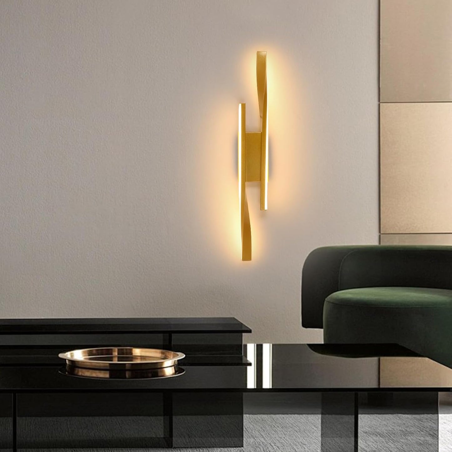 Applique Da Parete Interno, 16W 1800Lm Lampada Da Parete LED Moderno, Creativo Lampada a Muro Luce in Acrilico per Soggiorno, Camera Da Letto, Scala, Corridoi, Bianco Caldo 3000K, Oro