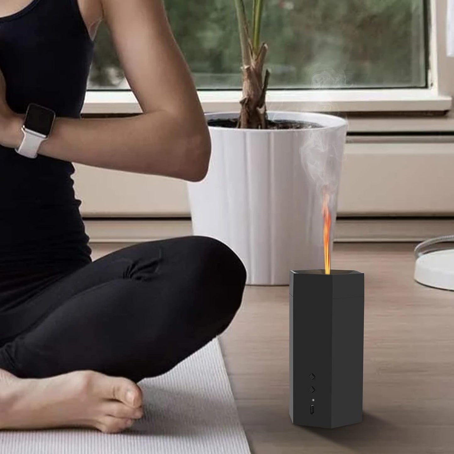 Diffusore Di Oli Essenziali E Di Aromi Senza Fili Effetto Fiamma, Ricaricabile, Luce Regolabile, Spegnimento Automatico - Diffusore Ambiente Elettrico per Yoga, Casa, Ufficio, Camera Da Letto