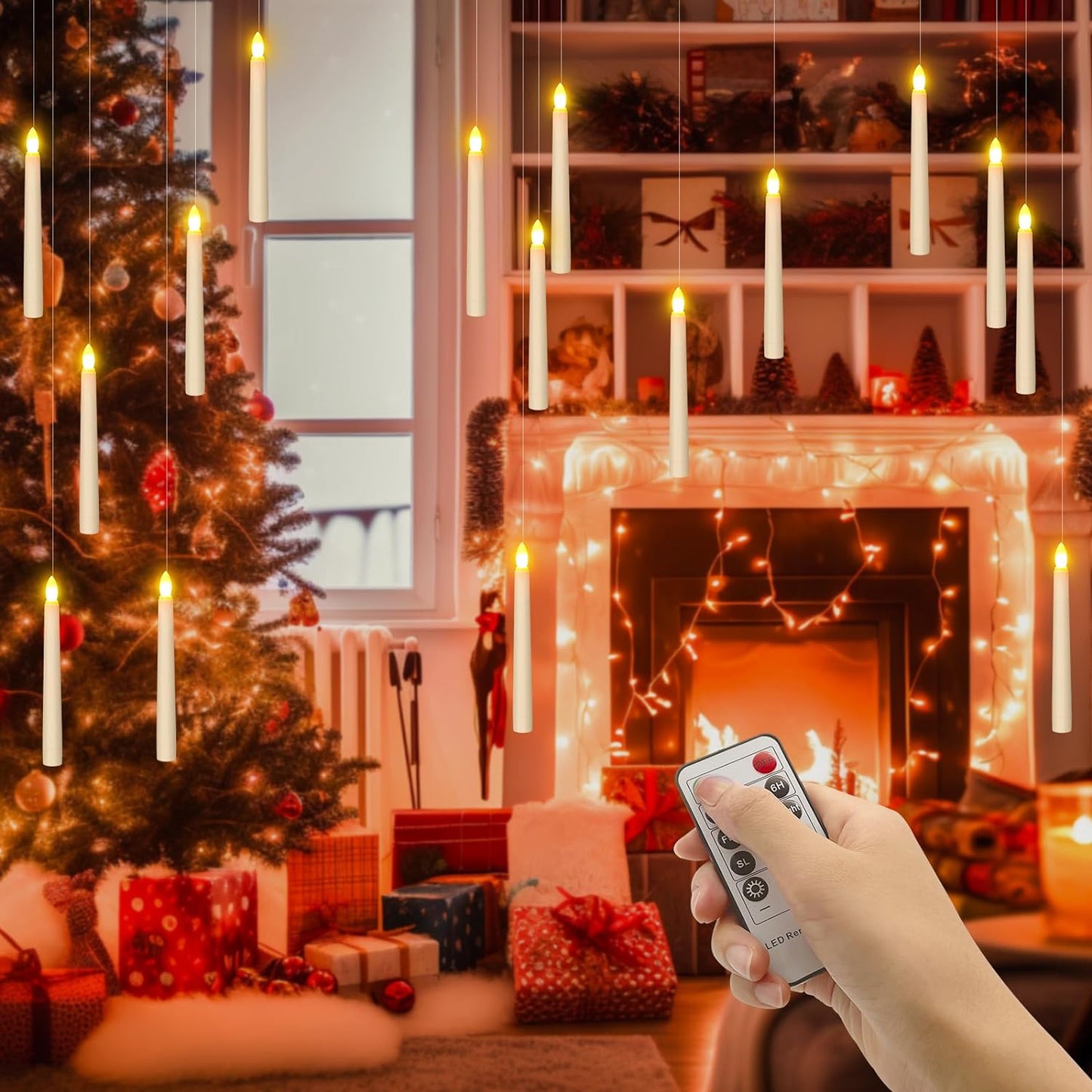 - Candele LED per Finestre, 6 Pezzi Candela Da Tavolo Senza Fiamma a Batteria Con Timer Remoto per Casa, Cena, Matrimonio, Vacanza, Decorazione - Bianco Caldo