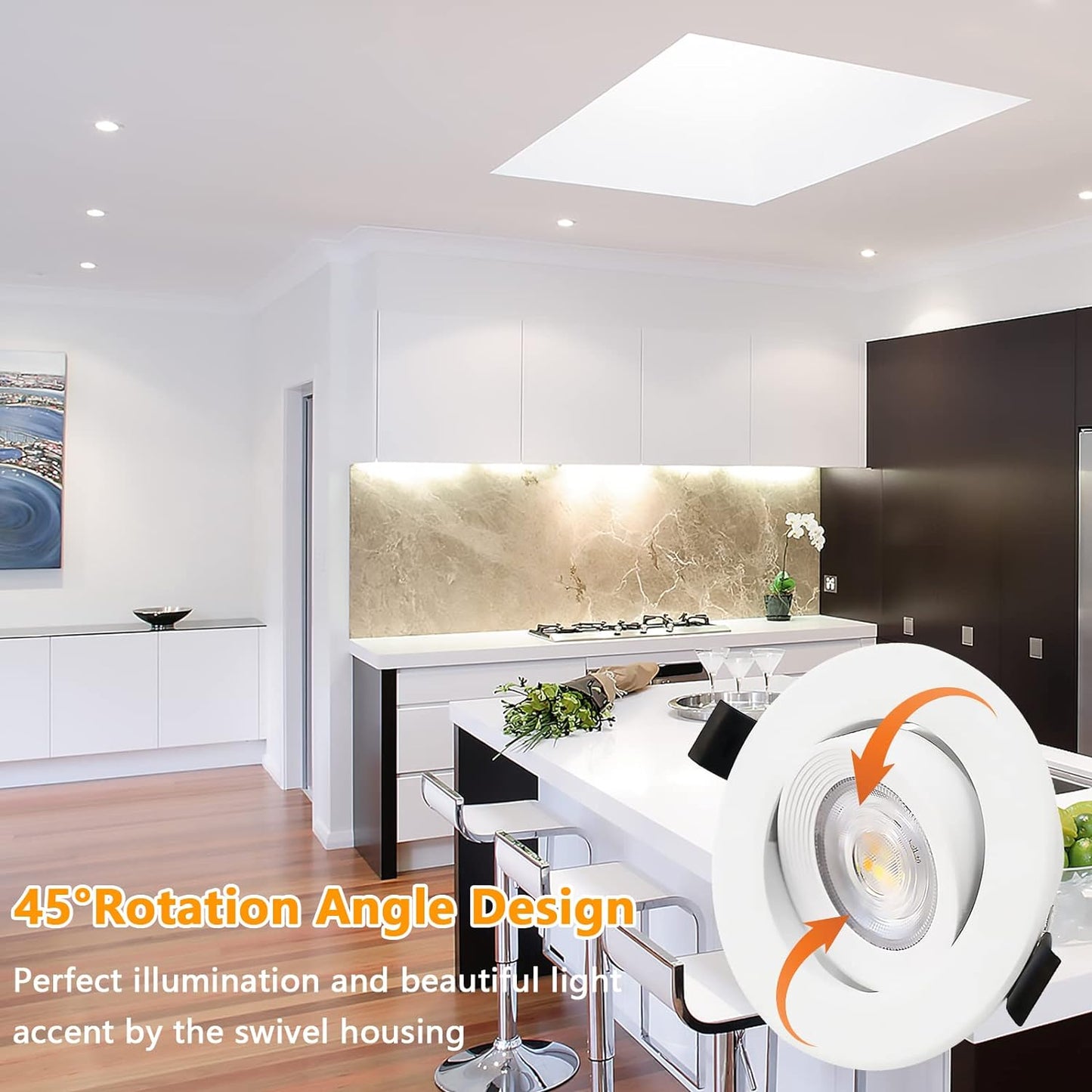 Faretti LED Da Incasso per Cartongesso,7W Dimmerabili 230V IP44 Luci Da Incasso, Faretto Led Incasso Dimmerabili 3000K 4000K 6500K,Orientabili a 45° Spot Led Incasso Para Bagno,Baño,Cocina, Set Da 6