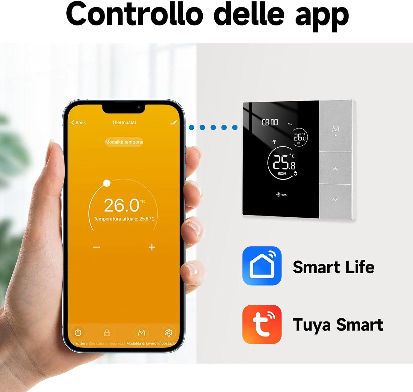 Tuya Termostato Wifi per Riscaldamento Elettrico,Termostati Intelligenti Programmabili Digital Del Pannello Di Tocco Grande Schermo per Riscaldamento Pavimento Compatibile Con Alexa 16A TGP508