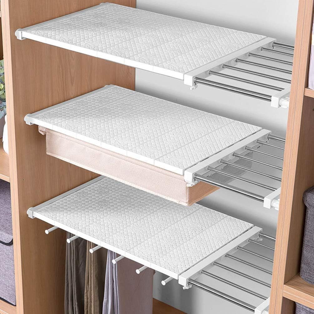 - Scaffale Telescopico Estensibile per Armadio, Resistente, Regolabile, per Cucina, Camera Da Letto, 33 – 53 Cm