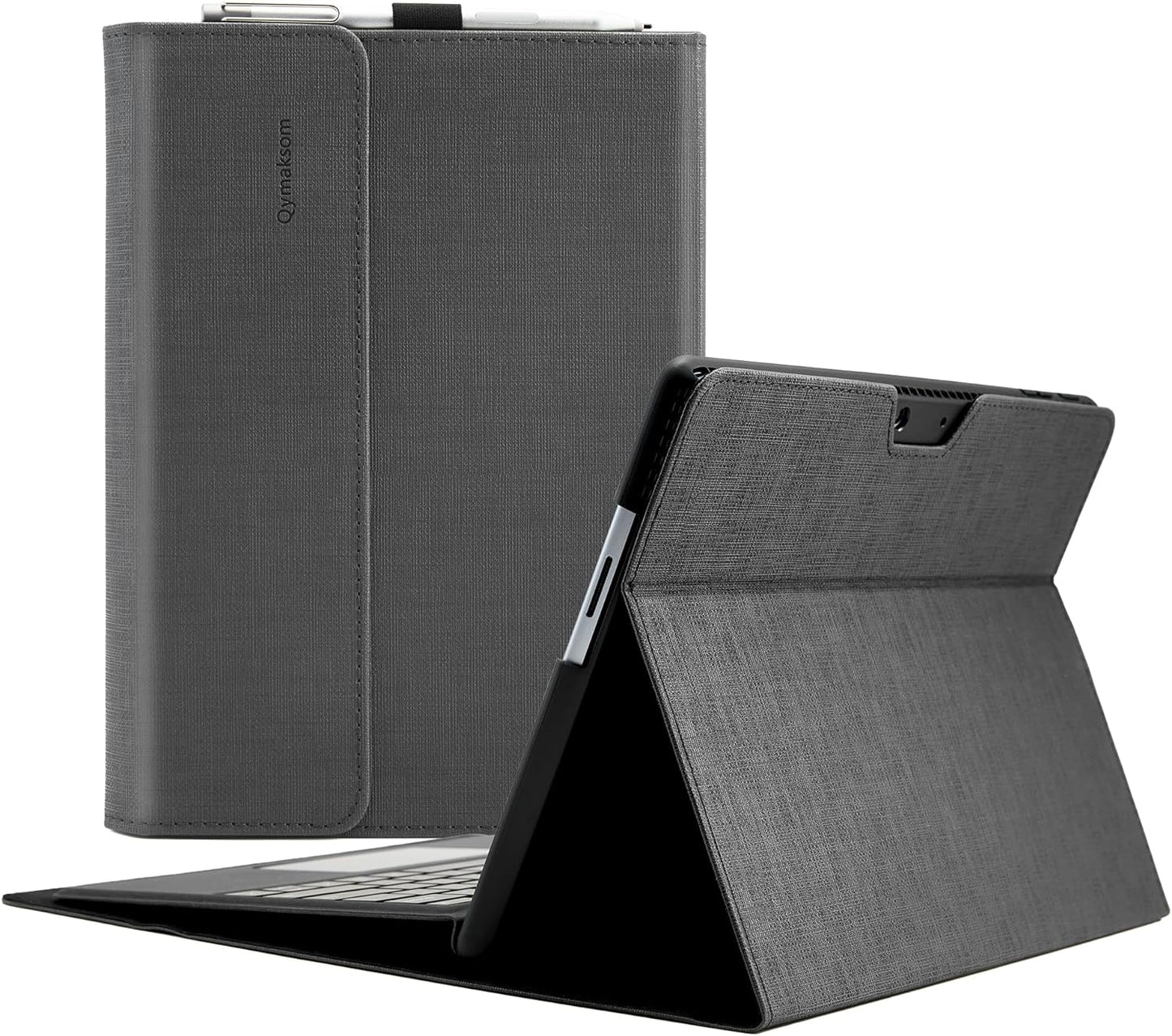 Custodia in Pelle per Microsoft Surface Pro 11 / Pro 10 / Pro 9 13 Pollici (2022), Custodia Protettiva Surface Pro 9 Con Multi Angolo, Cover Compatibile Con Tastiera Con Portapenne Grigio