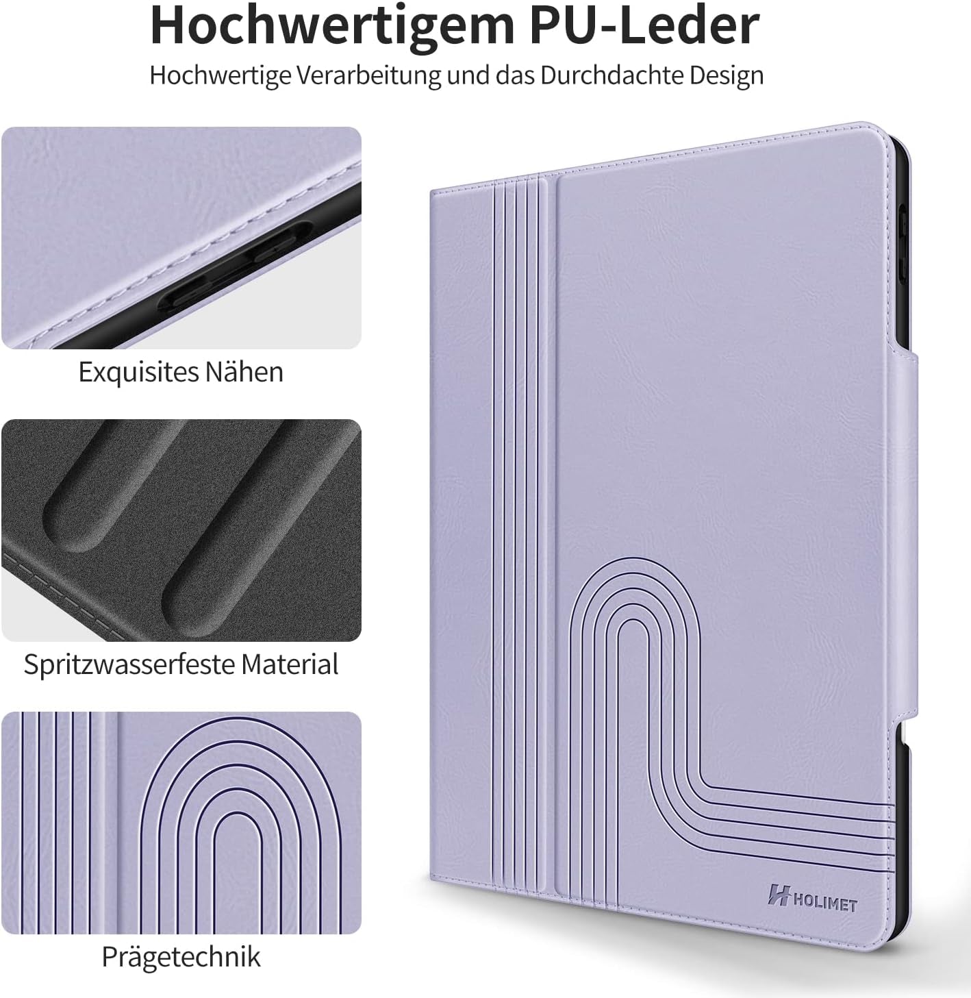 HOLIMET Custodia per Ipad Pro 12.9 2022 6 Generazione, 2022/2021/2020 (6A/5A/4A Gen) Ultra Smart Cover Con Pencil Holder per Pencil 2, Auto Svegliati/Sonno Case per Ipad Pro 12.9 Pollici - Viola