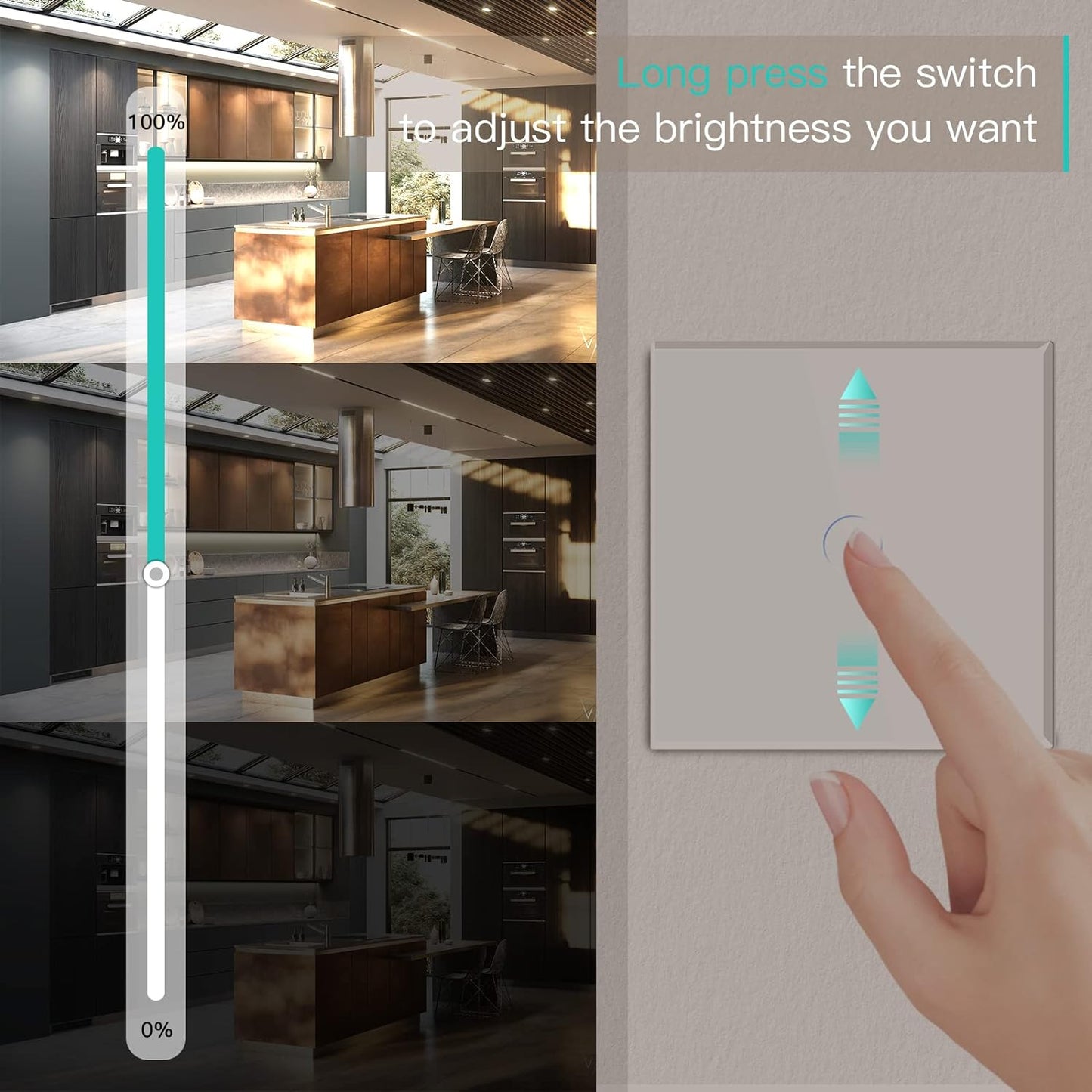 , Interruttore Dimmer a LED, Interruttore Touch, 1 Via, 2 Vie, Vetro Touch, Interruttore Bianco Touchscreen, Funziona Con Lampadine a LED Dimmer