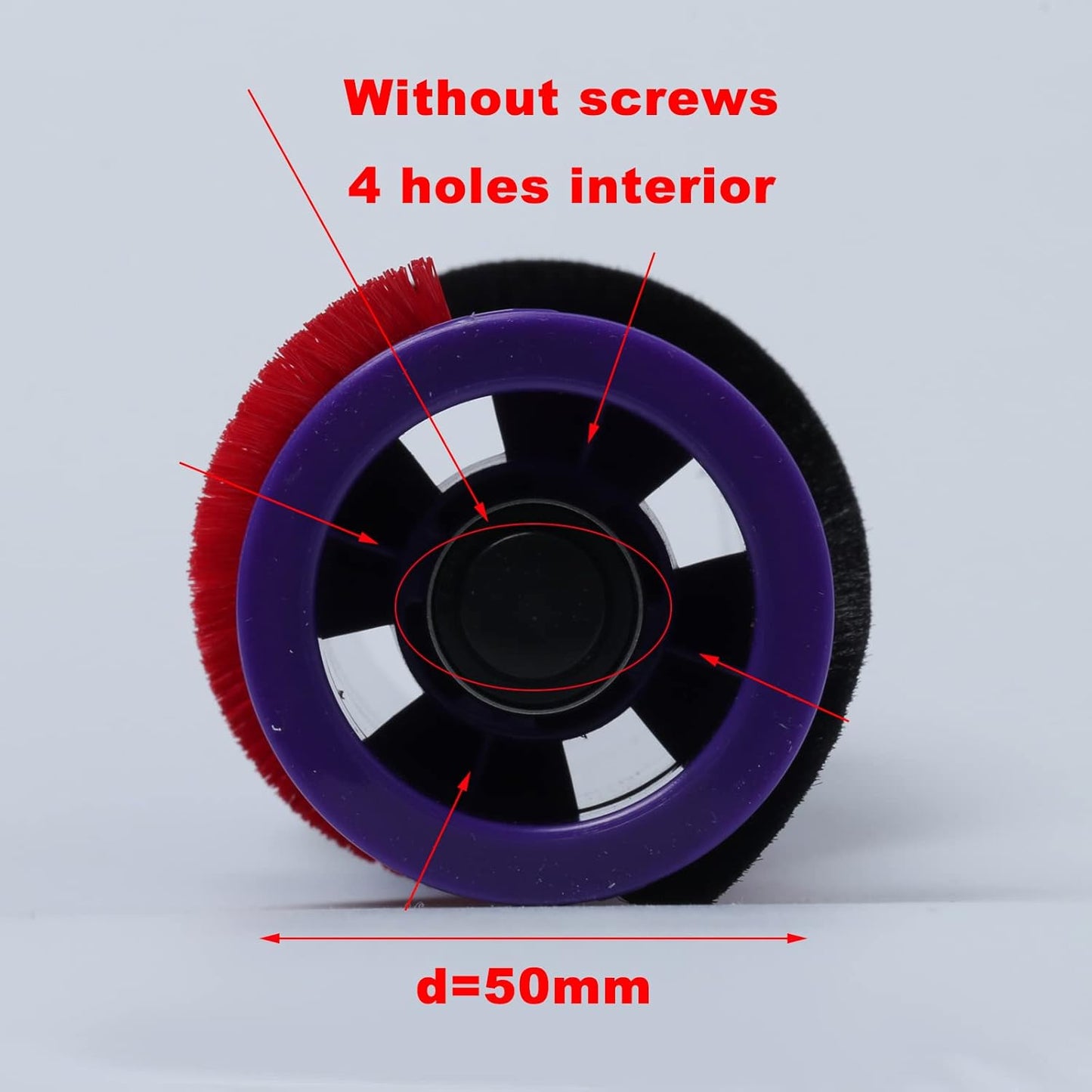 Spazzola a Rullo Di Ricambio per Pulizia Tappeti, 4 Fori Interni, D = 50 Mm, Adatta per Aspirapolvere Dyson V7