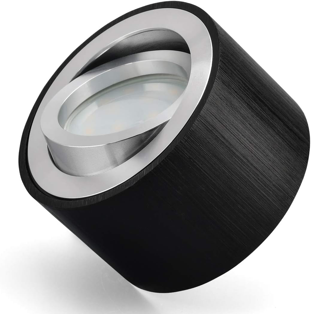 Faretti LED Soffitto Nero - Ø80X50Mm Faretti Da Soffitto Orientabile, Include 5W Modulo LED 230V - Bianco Caldo 3000K, Plafoniera LED Soffitto in Alluminio, Lampada Da Soffitto Rotondo