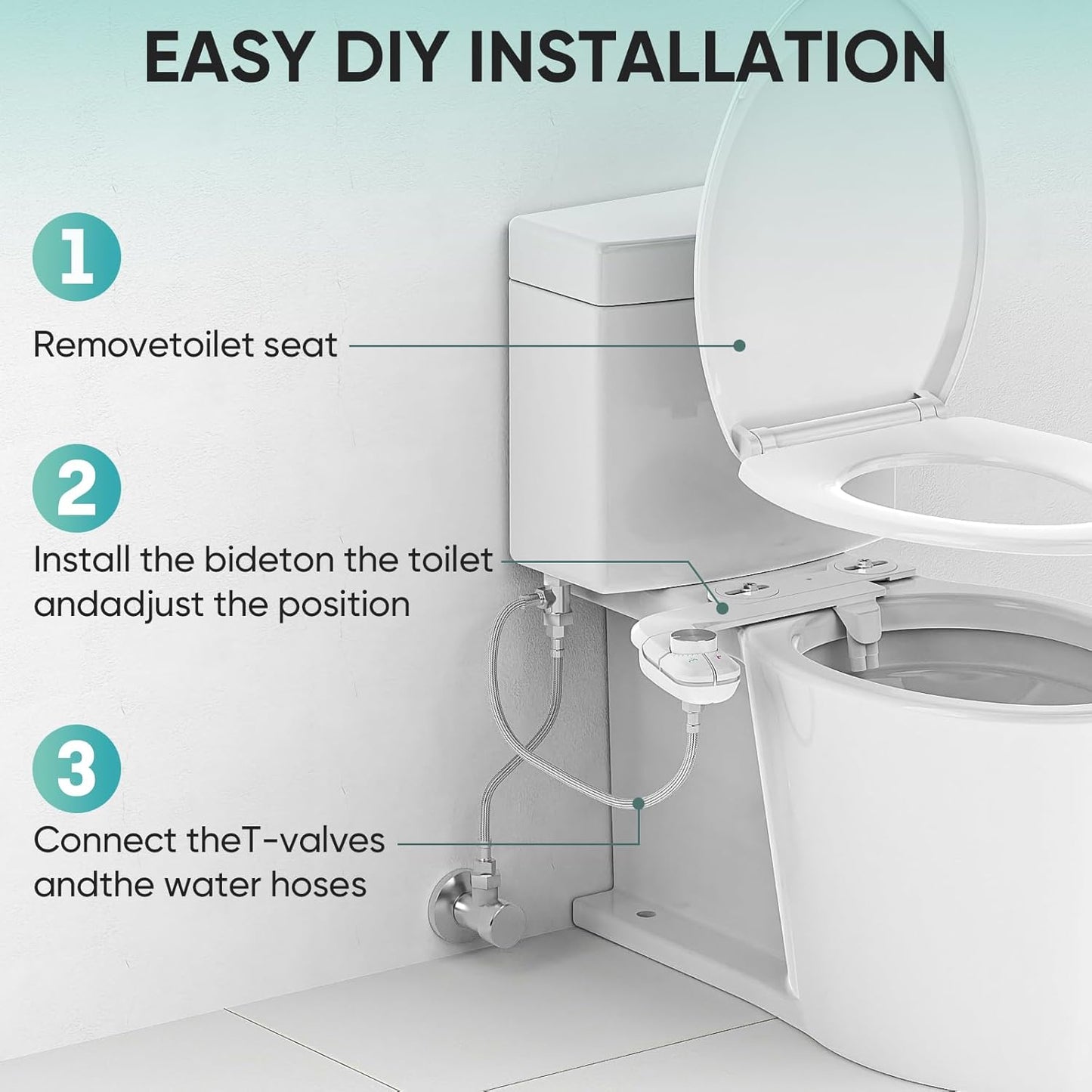 Inserto per Bidet Non Elettrico, Con Doppio Ugello Autopulente Retrattile, Pulizia Anteriore E Posteriore, Interruttore a Pressione Regolabile per Acqua Fredda