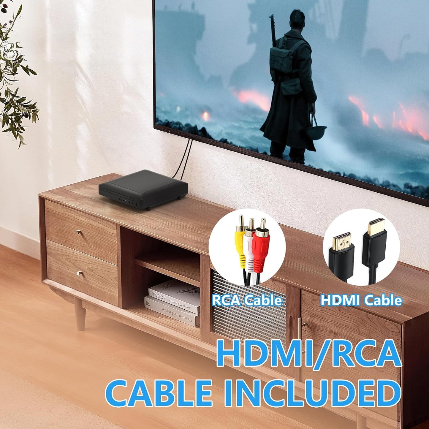 DVD Player for TV with HDMI AV Output, USB Input, HD1080P DVD CD Player, Built-In PAL NTSC System, All Region Free, HDMI/ AV Cable Included, 2019
