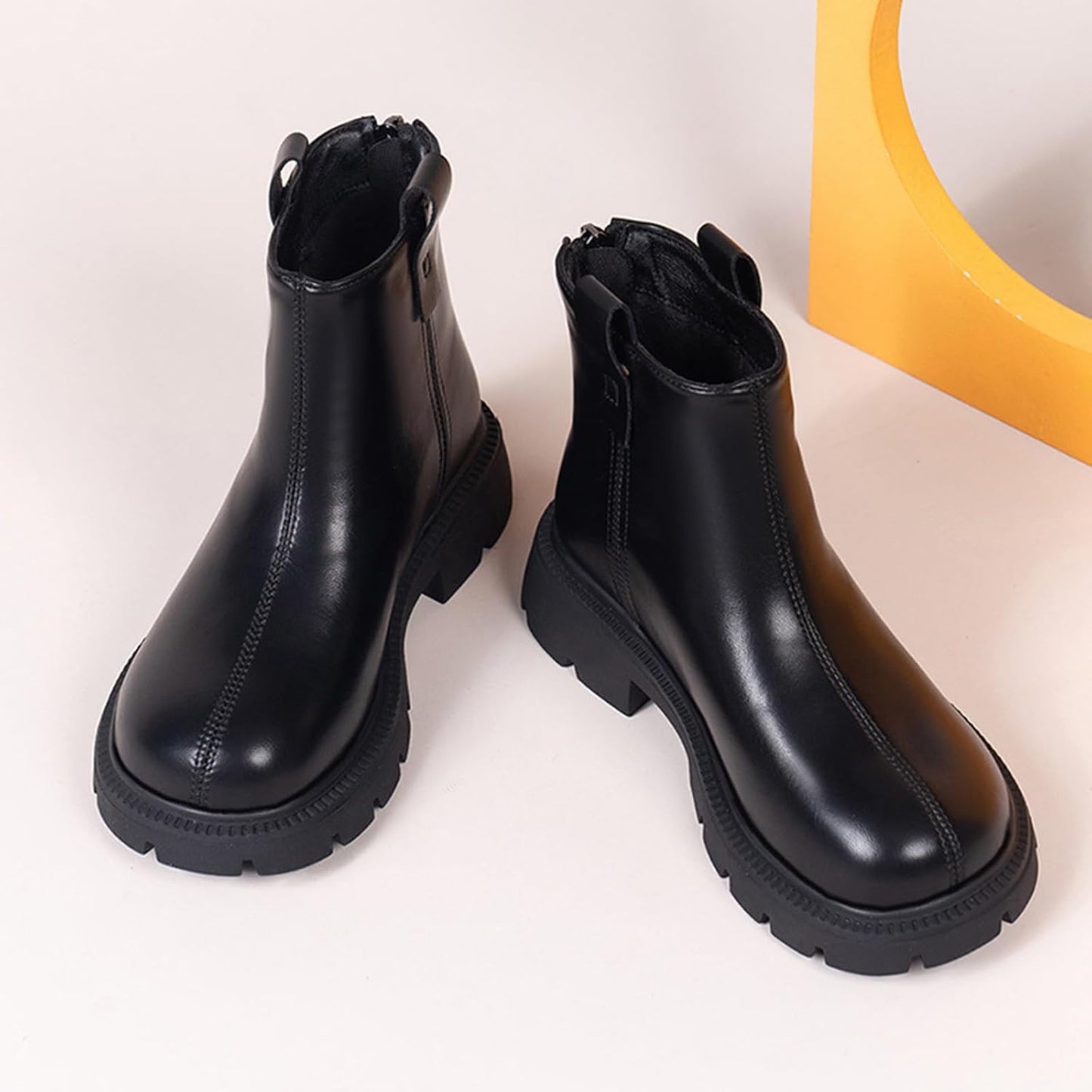 Fudaolee Stivali Stivali Invernali per Bambini Scarpe Invernali Calde per Ragazze Stivali da Neve Stivaletti per Ragazzi Scarpe da Neve Stivali Slip-On Corti Impermeabili Etichetta 27 = EU 26, Nero