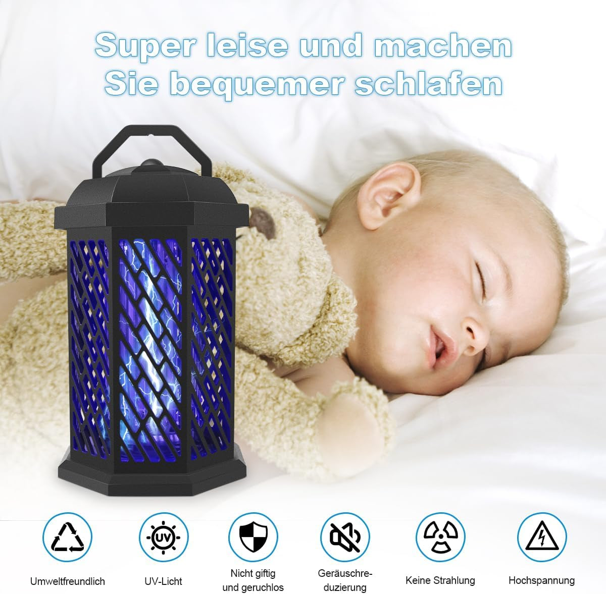 Insetticida Elettrico Forte, 4200 V, Efficace UV per Zanzare, Zanzare, Zanzare, Zanzare, Zanzare, Impermeabile, per Interni Ed Esterni