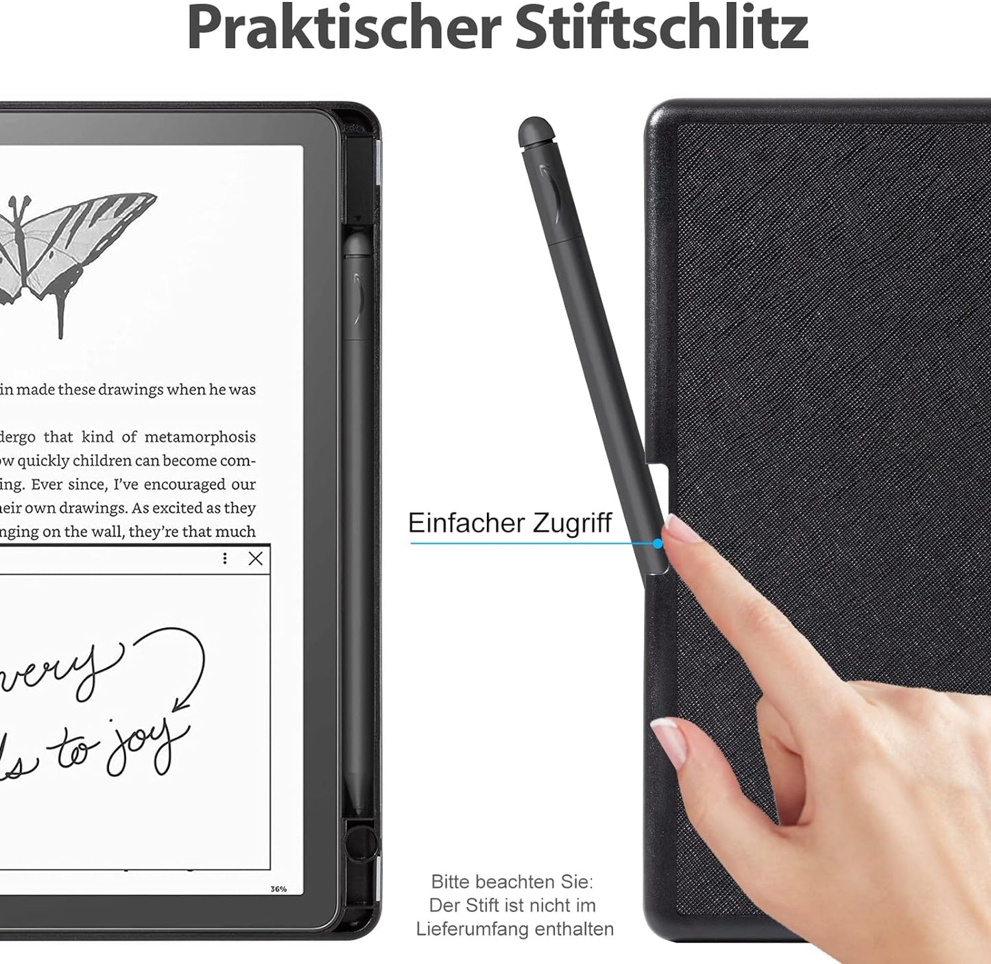 Ks-230913- Custodia Cover per Kindle Scribe (10,2 Pollici, Versione 2022) - Con Portapenne Integrato E Funzione Di Sospensione/Riattivazione Automatica (Nero)