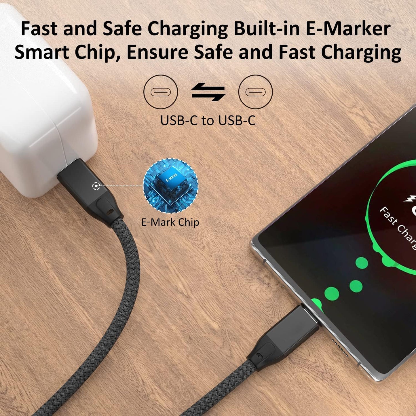 Cavo USB C a USB C 100W 3M (2 Pezzi), USB 3.2 Gen 2X2 20Gbps Trasferimento Dati USB Tipo C PD Ricarica Rapida Cavo in Nylon,Cavi per Monitor Video 4K per Macbook M3, Ipad Pro, Galaxy S24