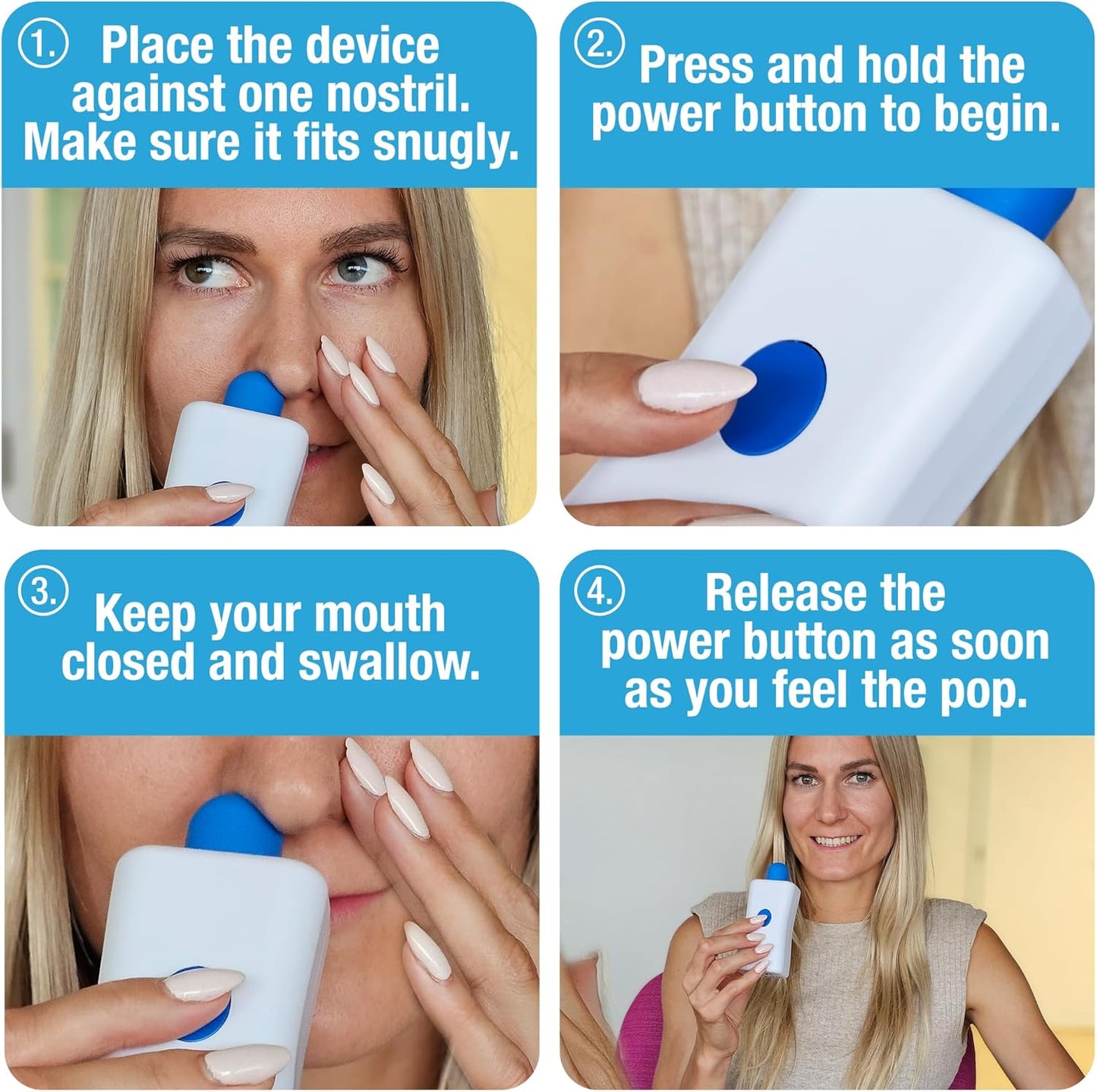 Dispositivo Di Sollievo Dalla Pressione Dell'Orecchio Di - Bottone a Pressione per Le Orecchie per Volo, Nuoto, Immersioni, Raffreddore E Allergia - Viene Con Una Custodia Protettiva Portatile