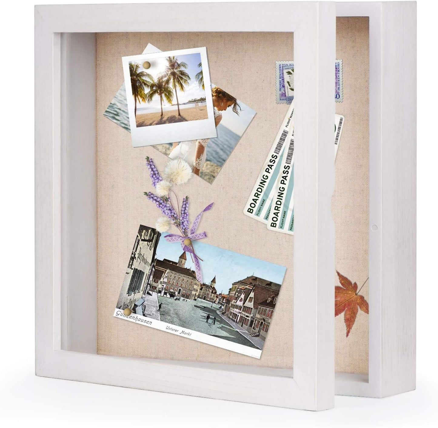 Cornice Porta Foto 3D in Legno Da Riempire per La Famiglia Amici Ecc. (28 X 28 Cm, Bianco)