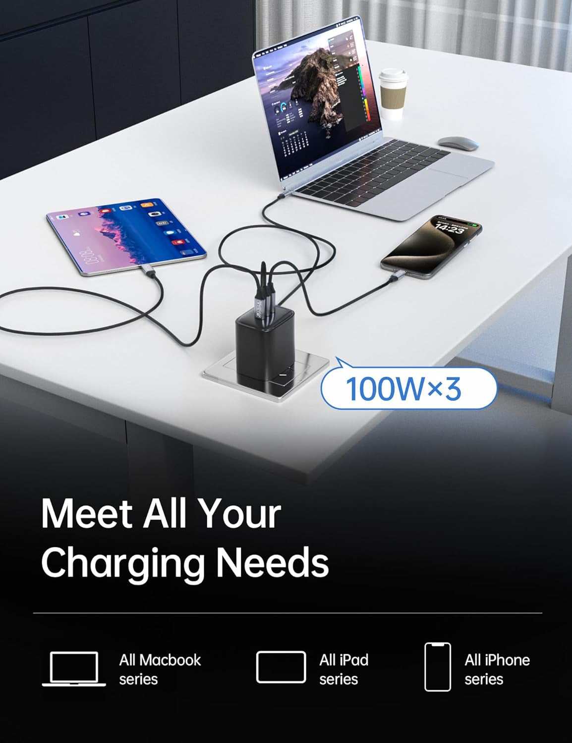 Cavo USB C a USB C 3.1 Gen2 4M 10Gbps Trasferimento Dati, 100W 20V/5A Cavo Ricarica USB C 4K Video Output,Cavo USB Type-C Compatibile Con Cavo Thunderbolt 3 per I-Pad Pro, Macbook Pro, Samsung S24