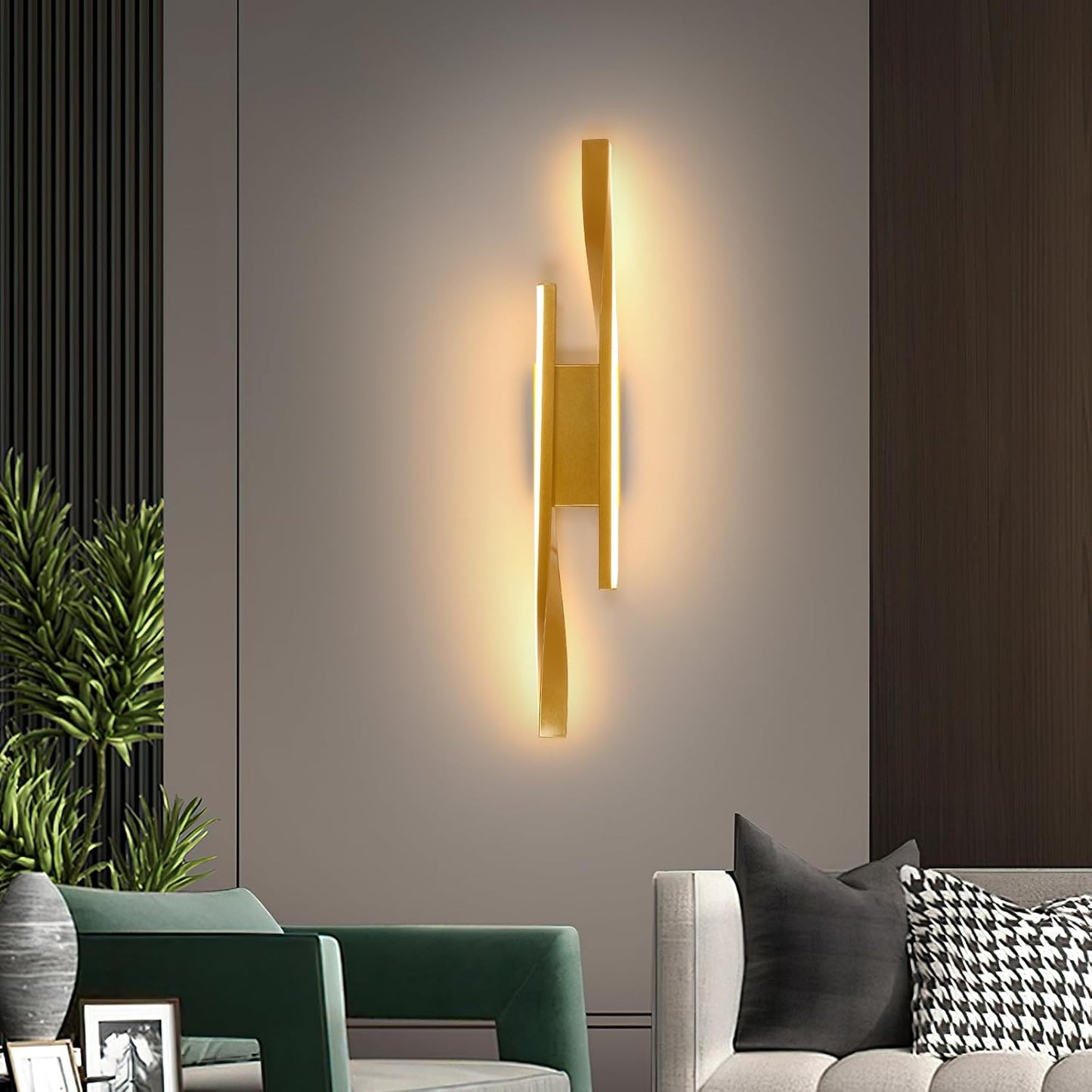 Applique Da Parete Interno, 16W 1800Lm Lampada Da Parete LED Moderno, Creativo Lampada a Muro Luce in Acrilico per Soggiorno, Camera Da Letto, Scala, Corridoi, Bianco Caldo 3000K, Oro