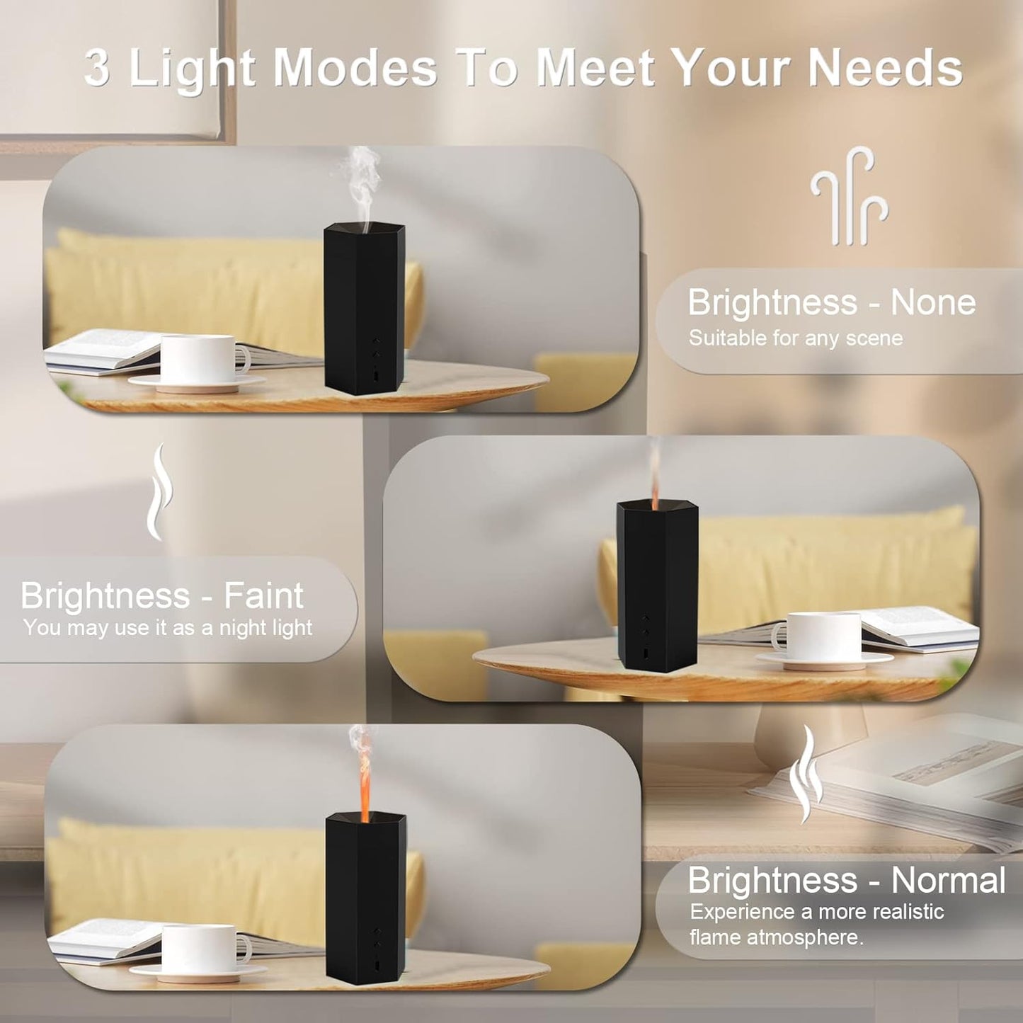 Diffusore Di Oli Essenziali E Di Aromi Senza Fili Effetto Fiamma, Ricaricabile, Luce Regolabile, Spegnimento Automatico - Diffusore Ambiente Elettrico per Yoga, Casa, Ufficio, Camera Da Letto