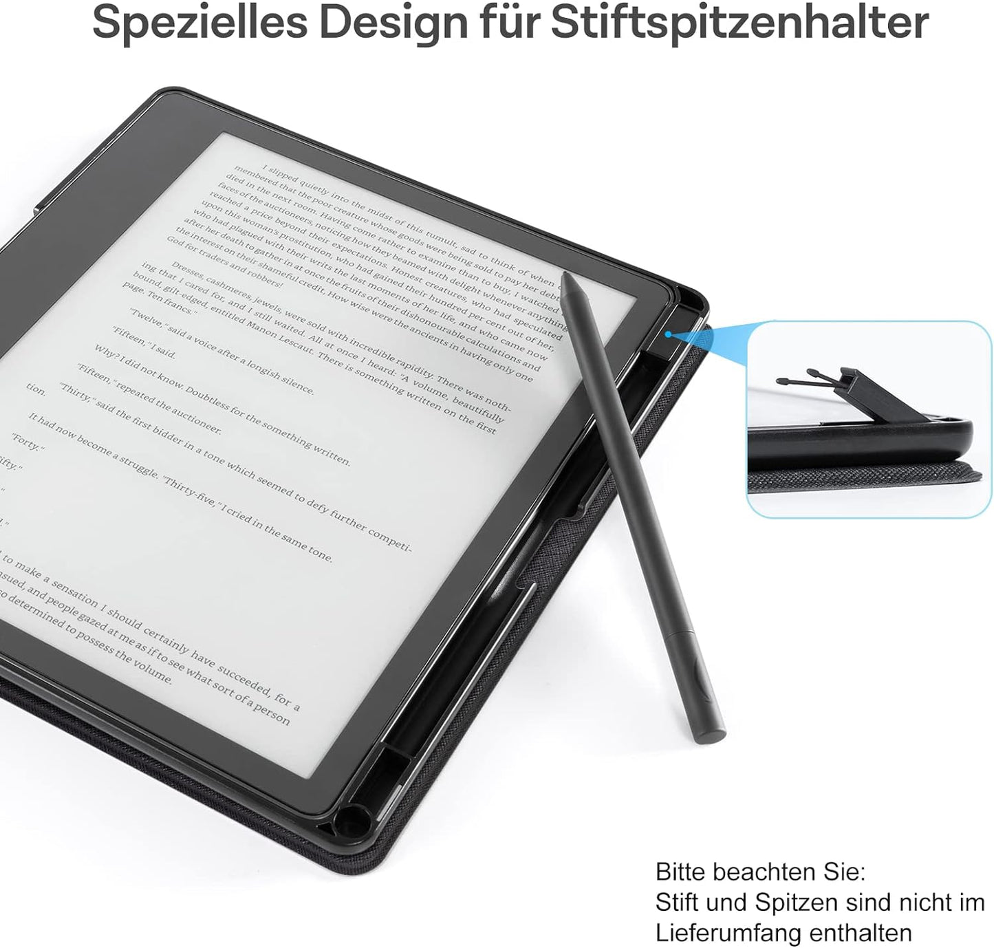 Ks-230913- Custodia Cover per Kindle Scribe (10,2 Pollici, Versione 2022) - Con Portapenne Integrato E Funzione Di Sospensione/Riattivazione Automatica (Nero)