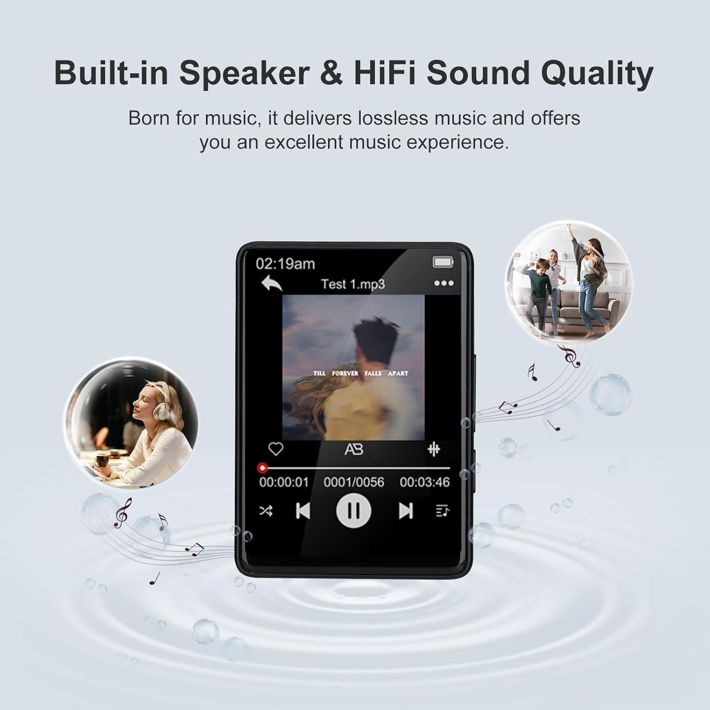 32GB Lettore MP3 Bluetooth 5.2, 2.4" Schermo Tattile Lettore Musicale Con Altoparlante HD Integrato, Radio FM, Registratore Vocale, Qualità Del Suono Hifi, E-Book, Auricolari Inclusi
